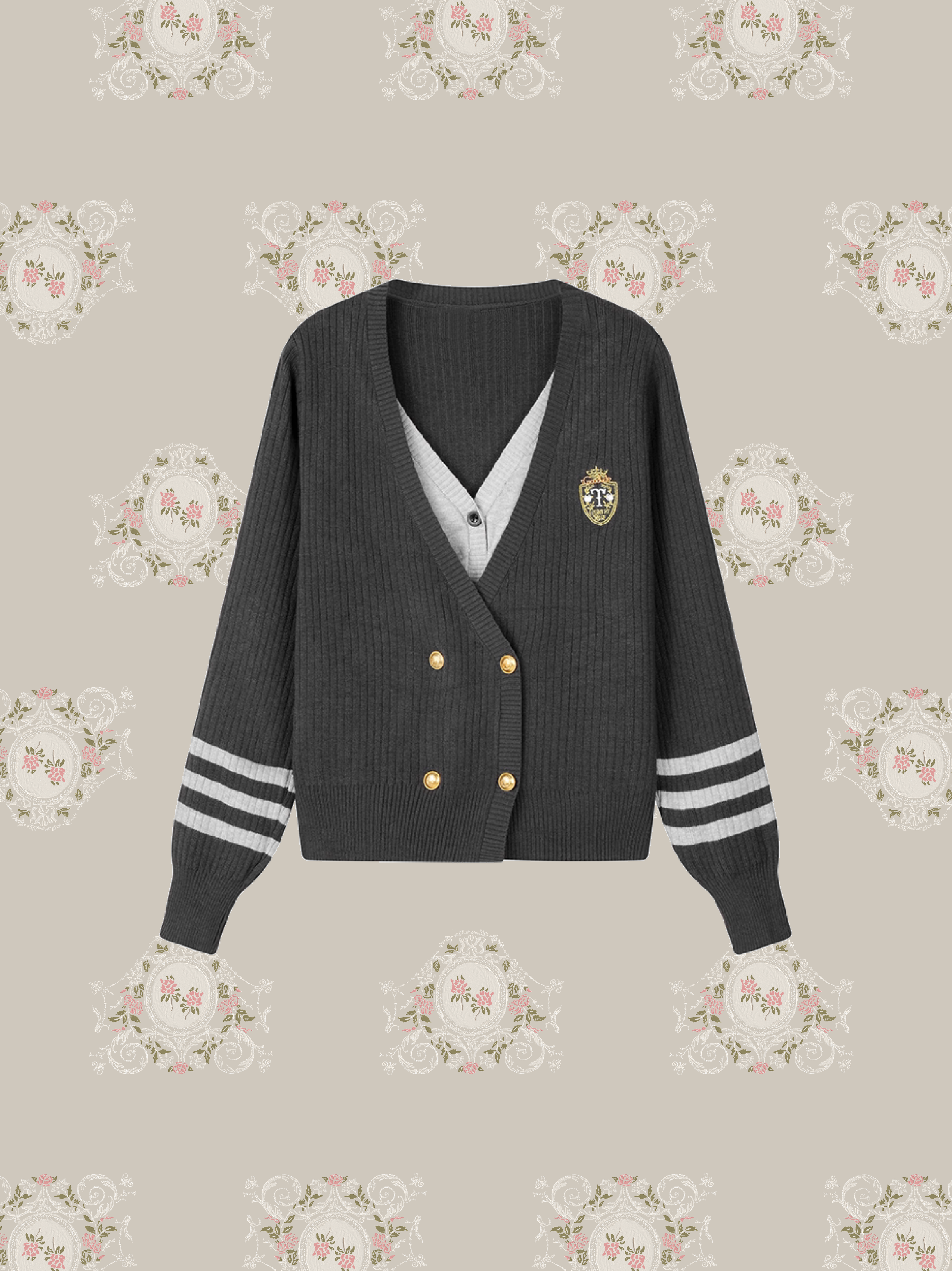 Fake Two Preppy Cardigan/フェイクツープレッピーカーディガン