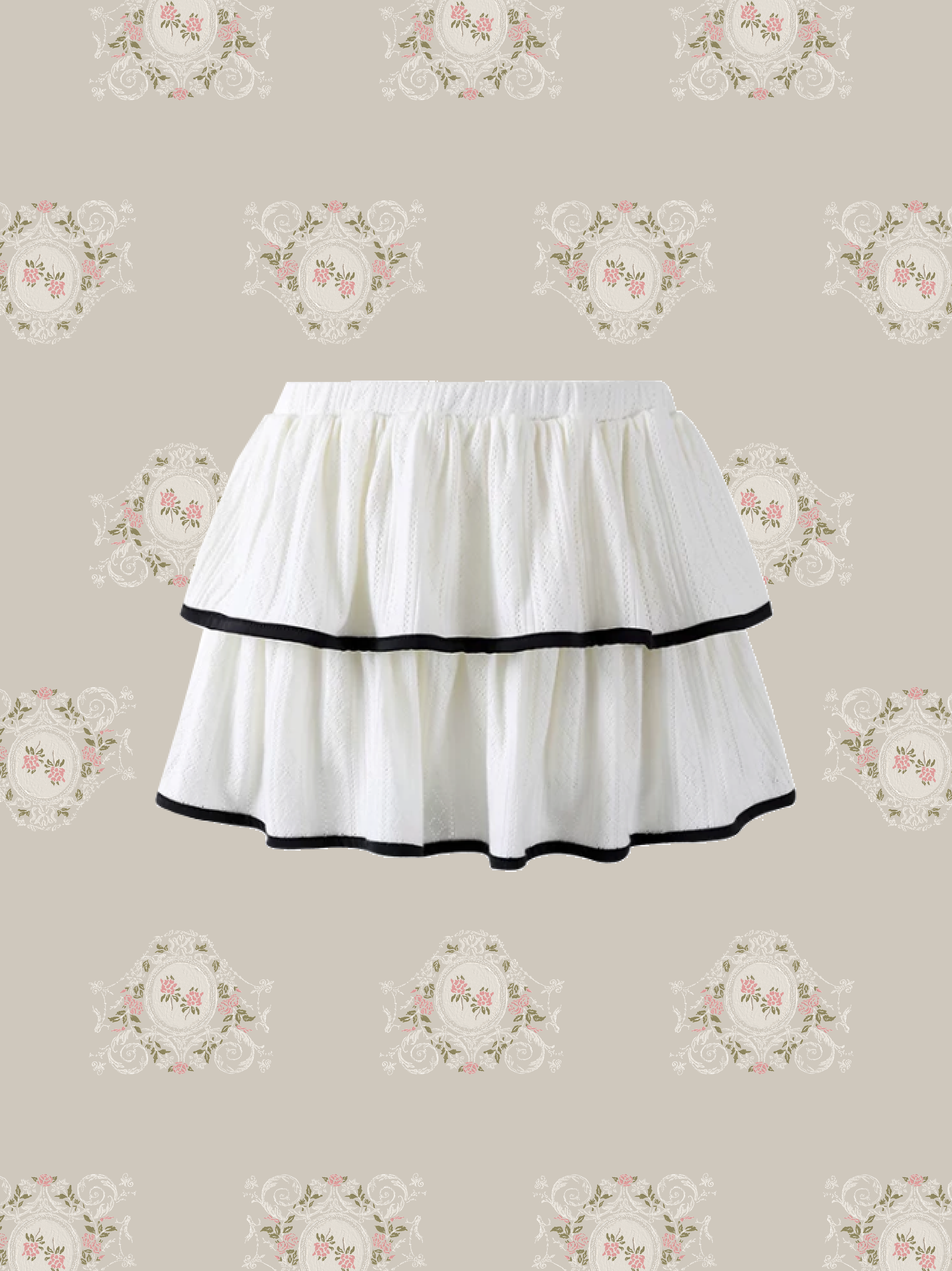 Contrast Color Bow Tie Tiered Skirt Set Up/コントラストカラーリボンティアードスカートセットアップ