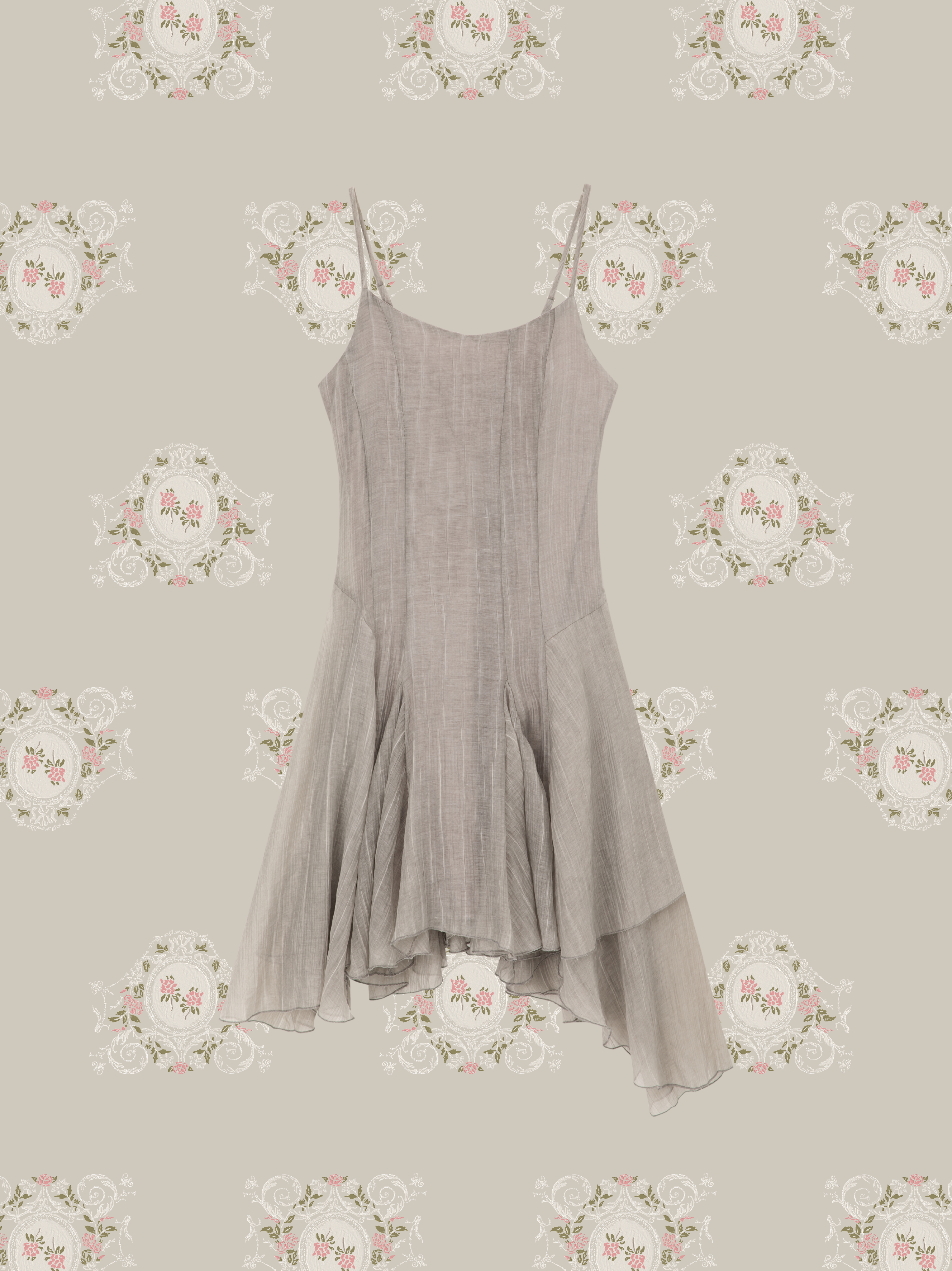 Fringe Denim Corset Mesh Cami Dress Set Up/フリンジデニムコルセットメッシュキャミドレスセット