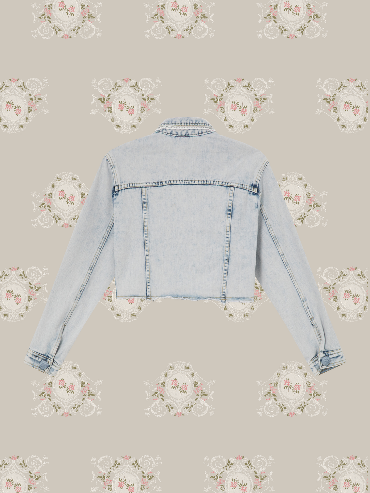 Bow Ruffle Cropped Denim Jacket Set Up/リボンラッフルクロップドデニムジャケットセットアップ