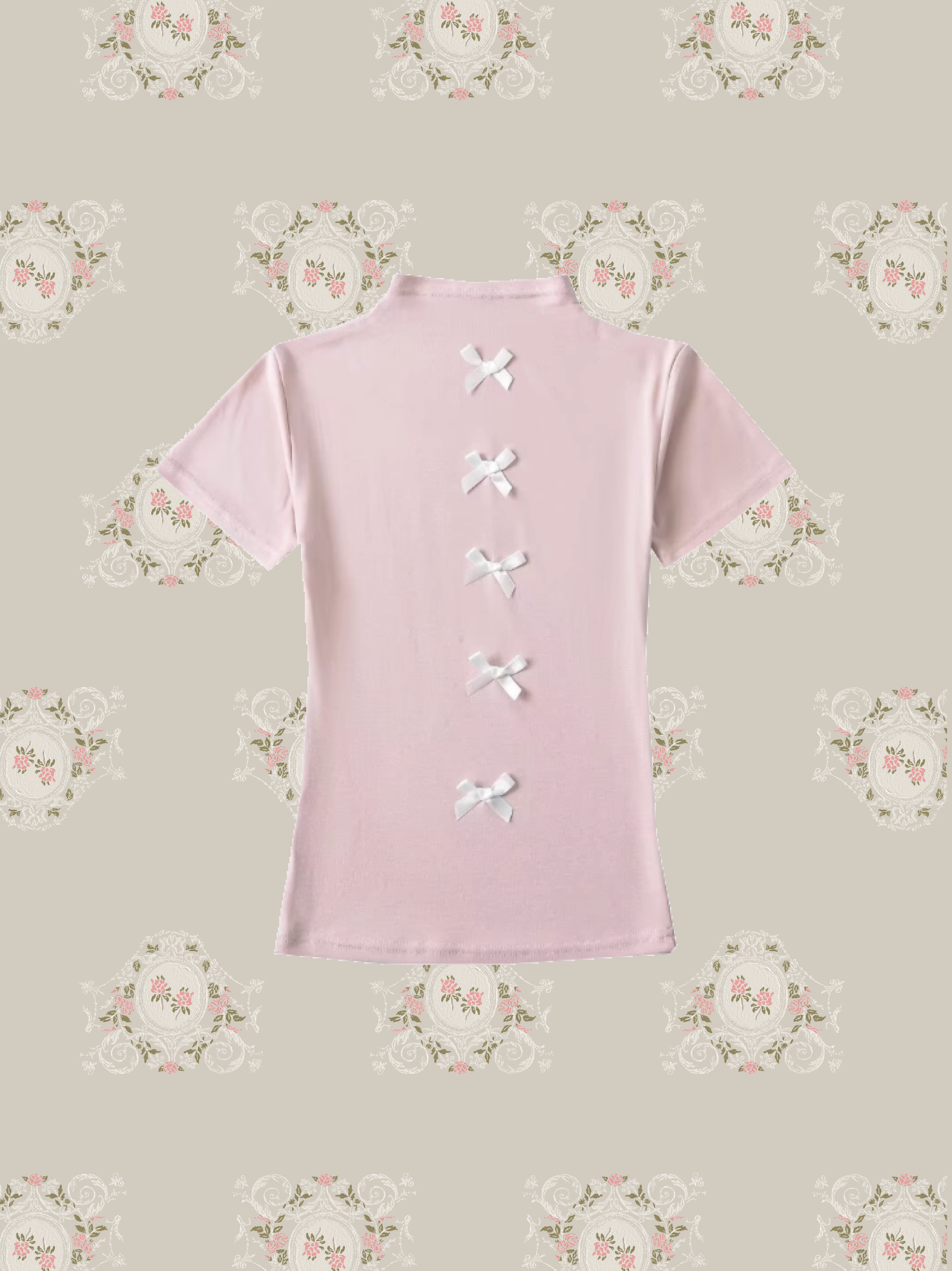 Half Collar Ribbon Beads Tops/ハーフカラーリボンビーズトップス