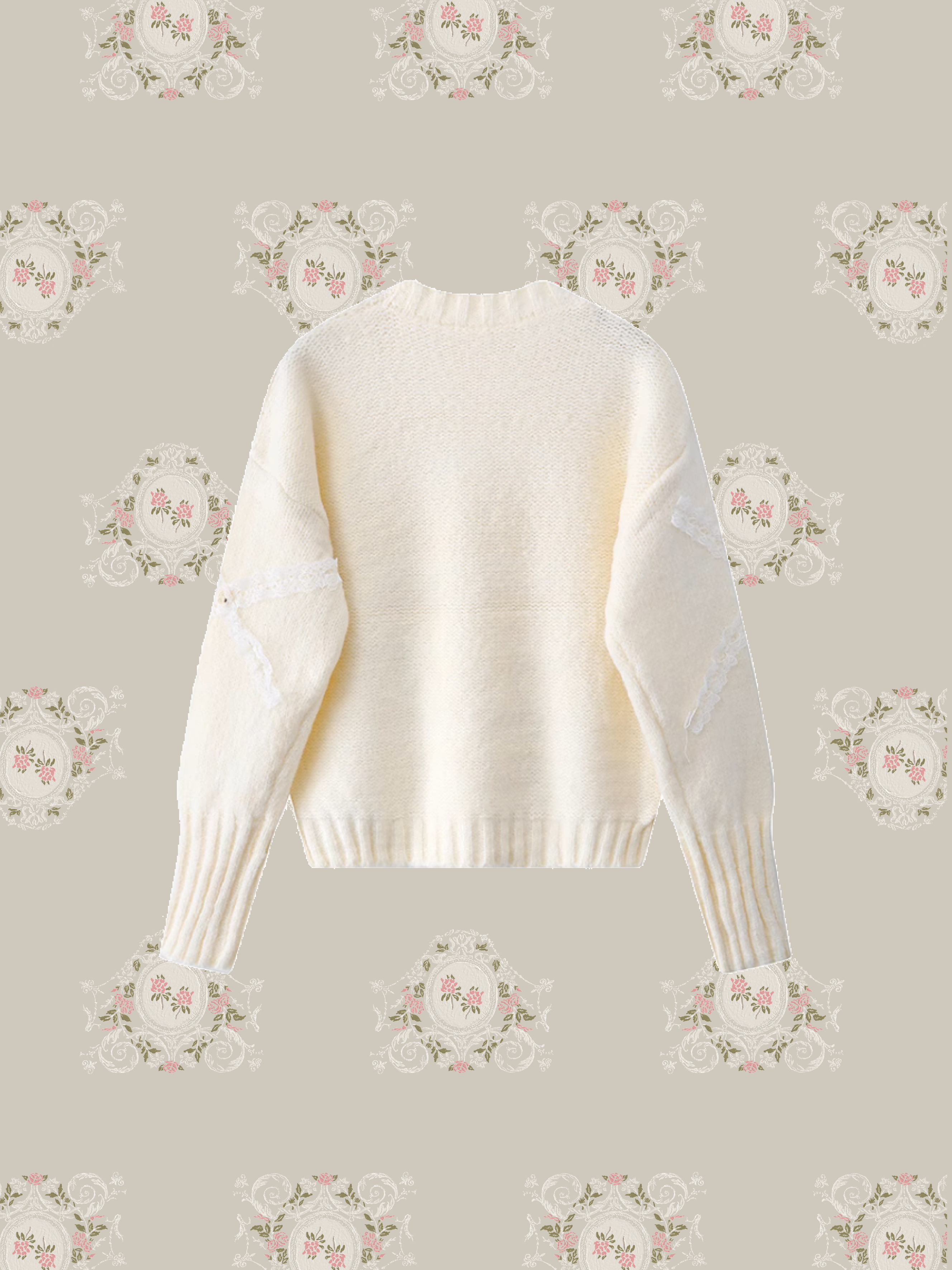 Lace Deco Fluffy Sweater/レースデコふわふわセーター