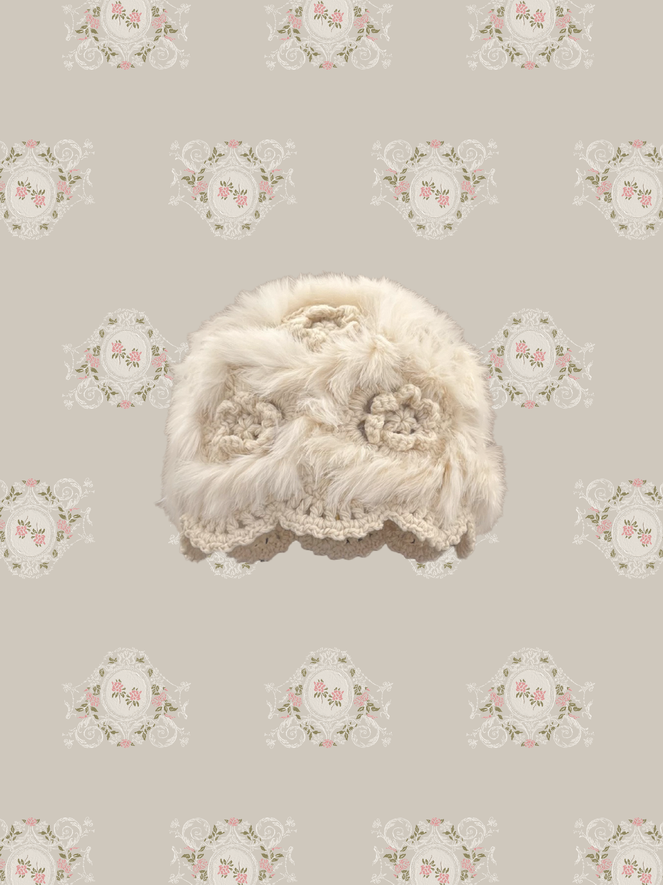 Fluffy Knitting Flower Hat/ふわふわニットフラワーハット