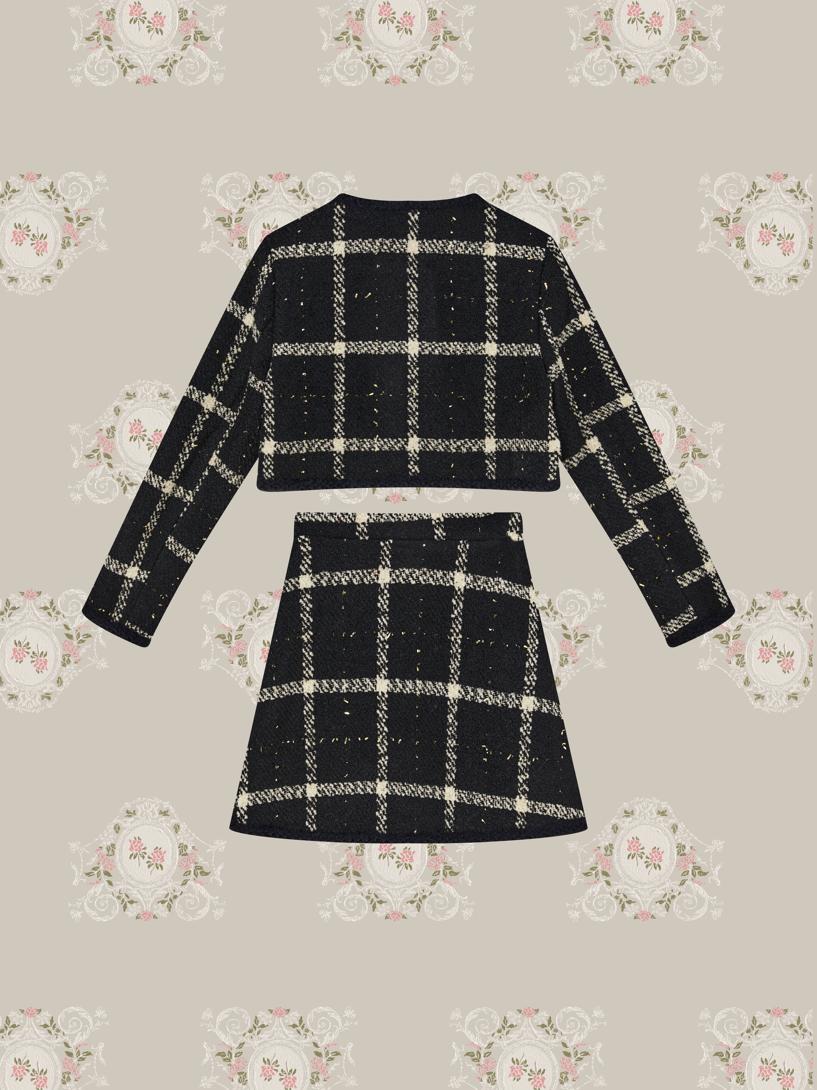 New Color❤︎No Button Red Motif Set Up. ノンボタンレッドチェックモチーフセットアップ