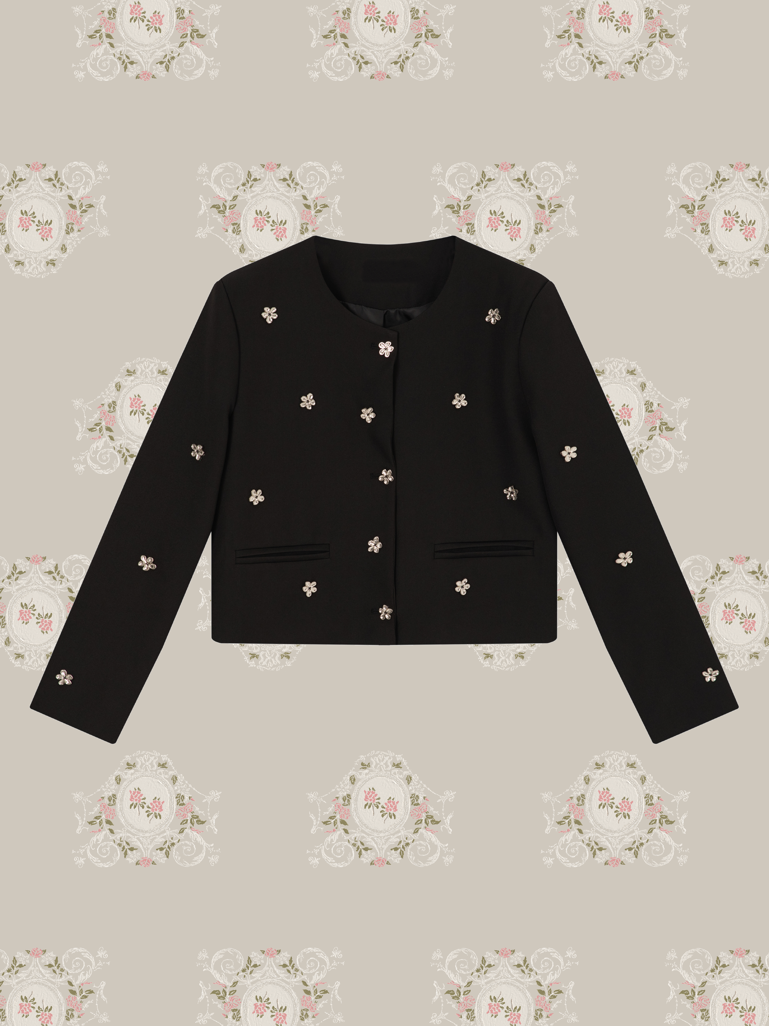 Silver Flower Motif Jacket Set Up/シルバーフラワーモチーフジャケットセットアップ