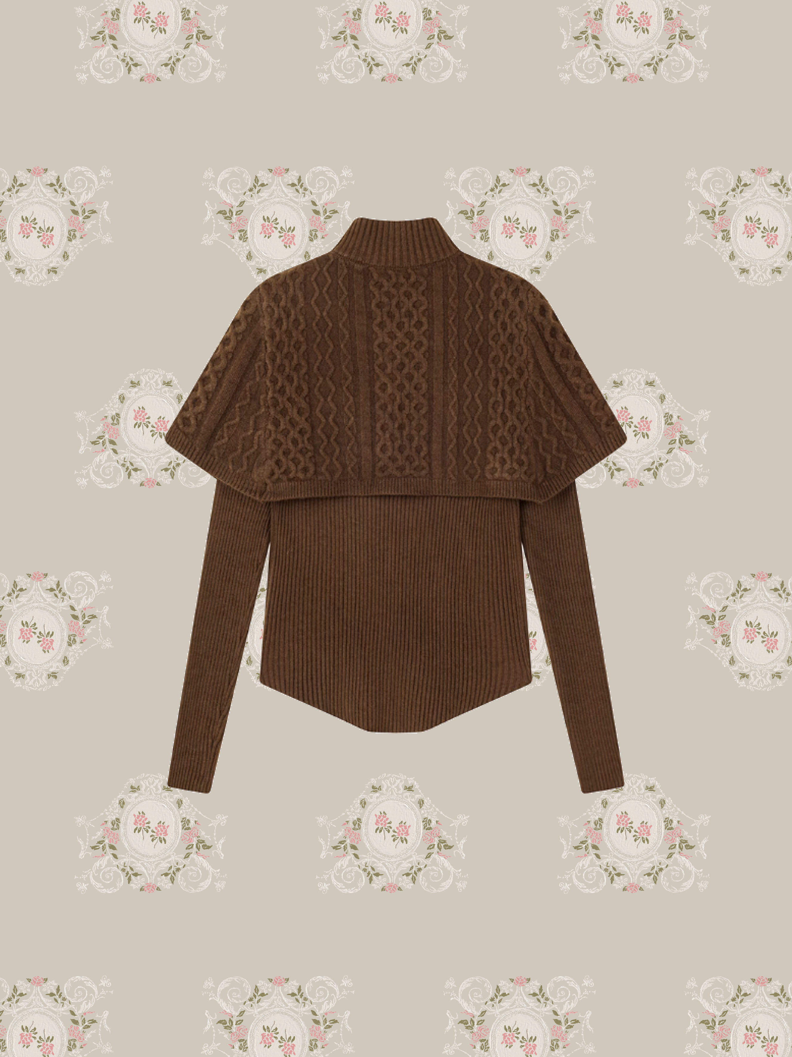 Many Ribbon Cape Knit/リボンケープニット