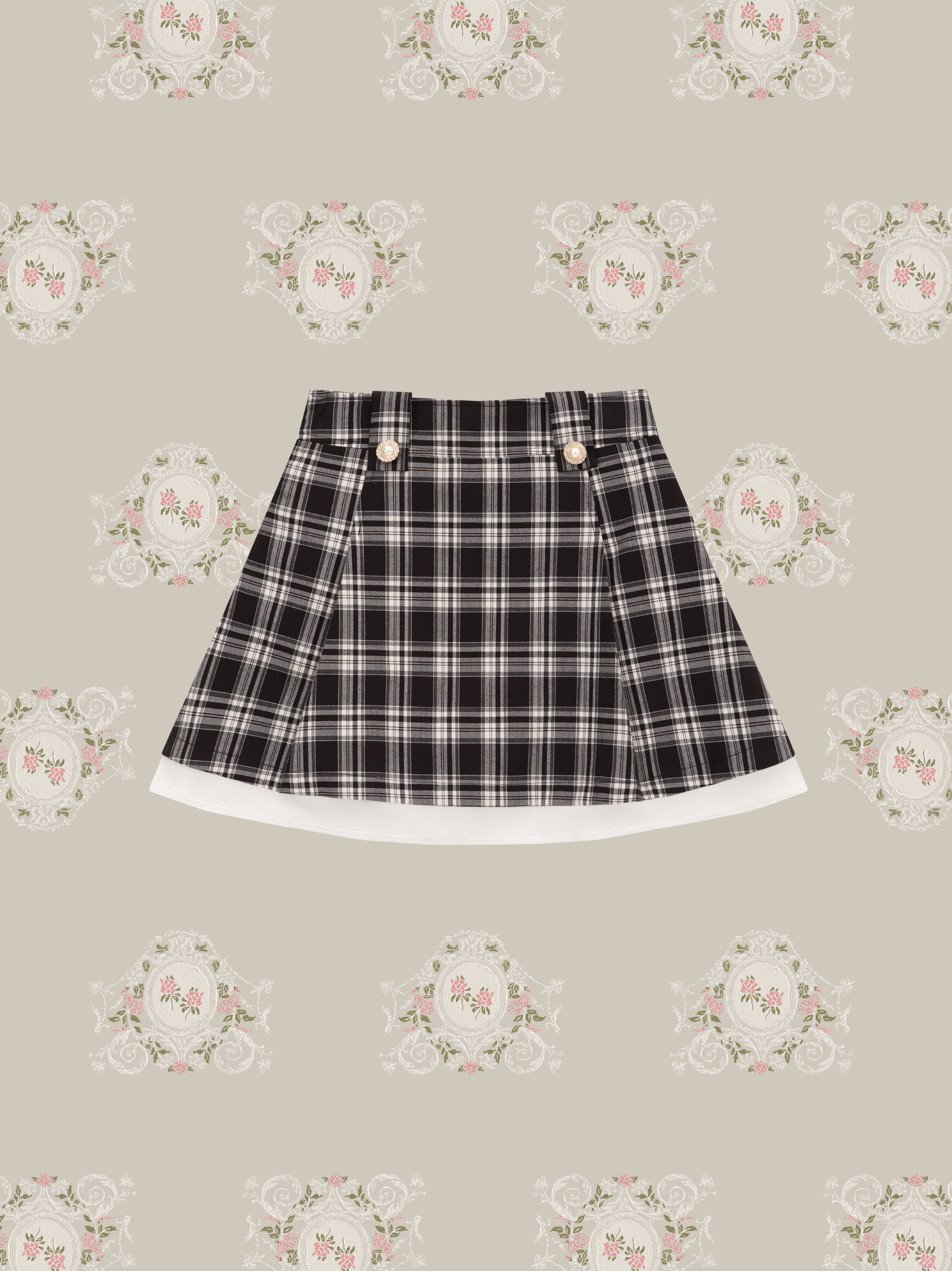 ・予約商品・Lace Collar Plaid Jacket Set Up/レース襟チェック柄ジャケットセットアップ