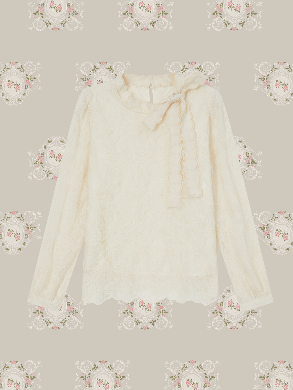 Polka Dot Dress Lace Bow Blouse Set Up/ドット柄ワンピース&レースリボンブラウスセットアップ