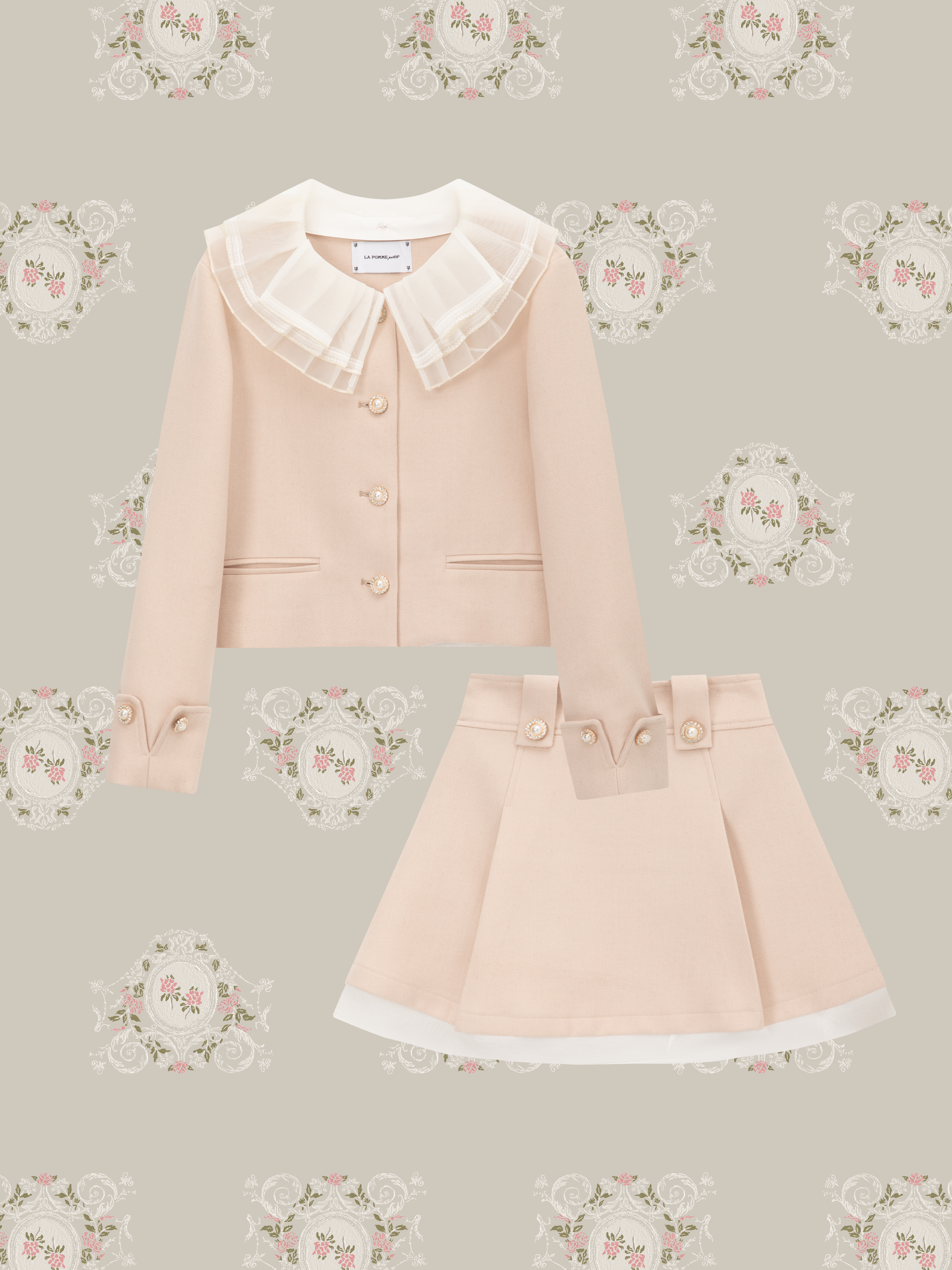 ・予約商品・Princess Lace Collar Woolly Pearl Set Up/プリンセスレースカラーウーリーパールセットアップ