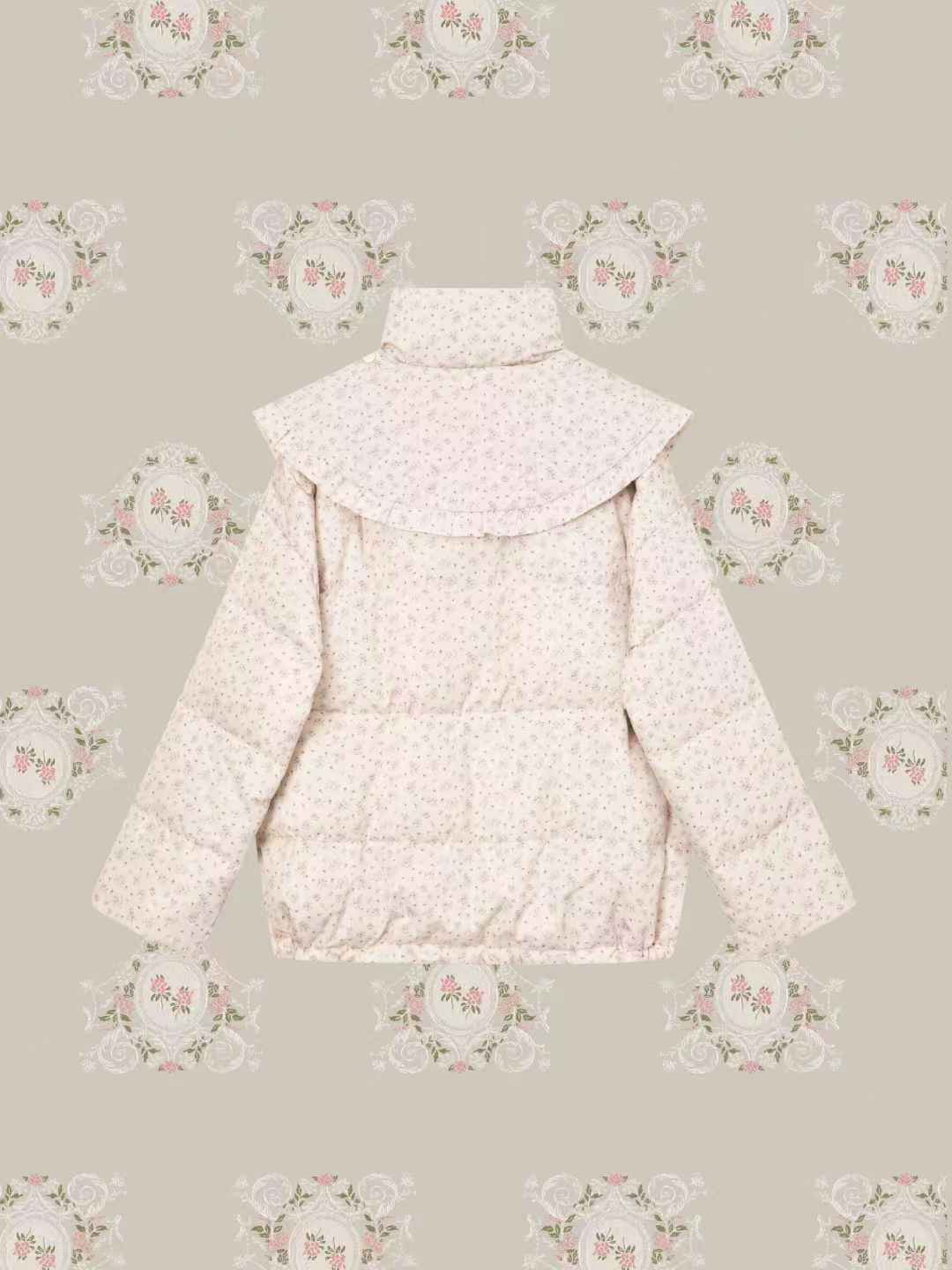 予約商品・Lace Frill Collar Puff Duck Down Coat レースフリル襟パフダックダウンコート