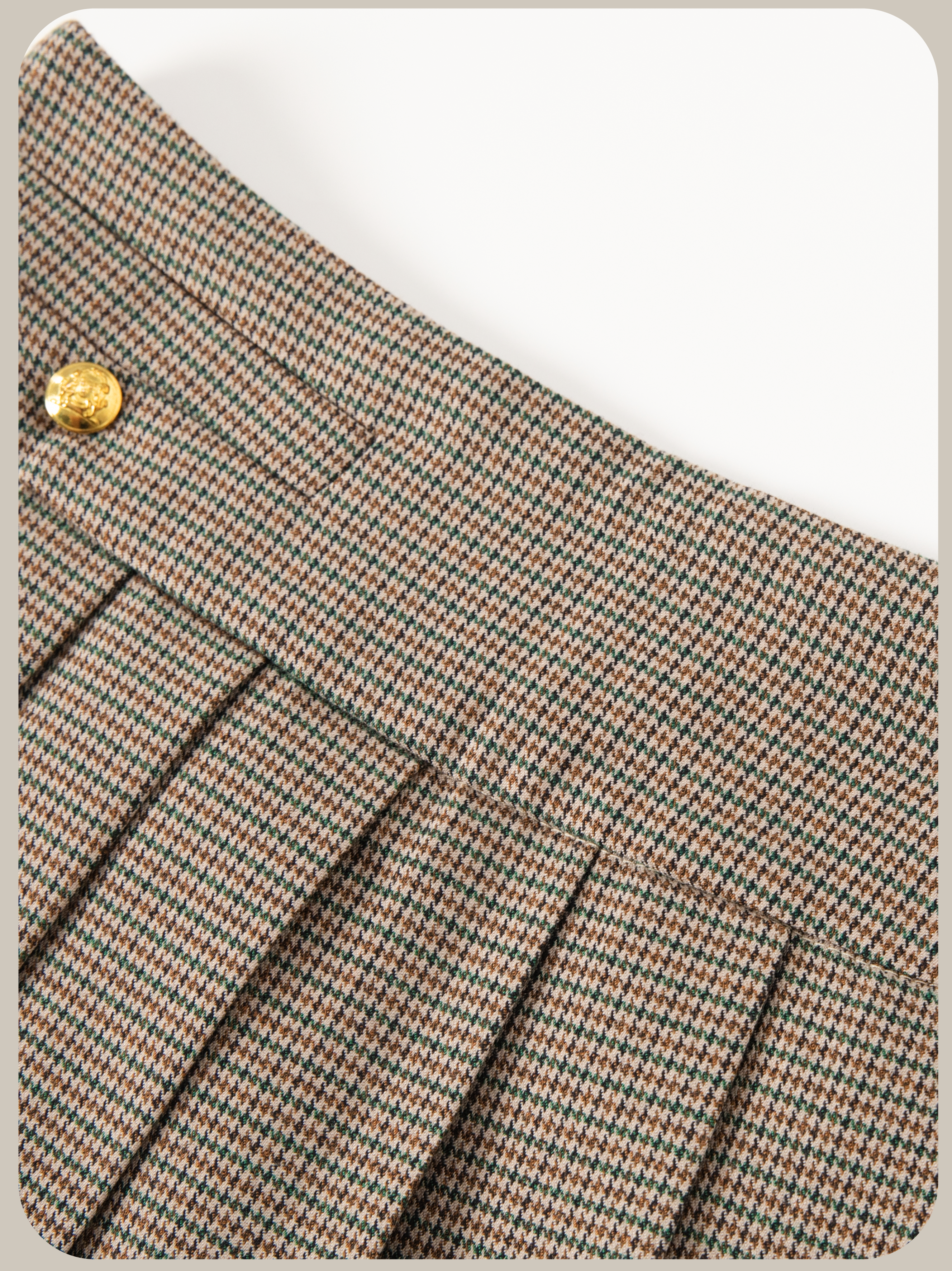 Houndstooth Gold Button Skirt Set-Up