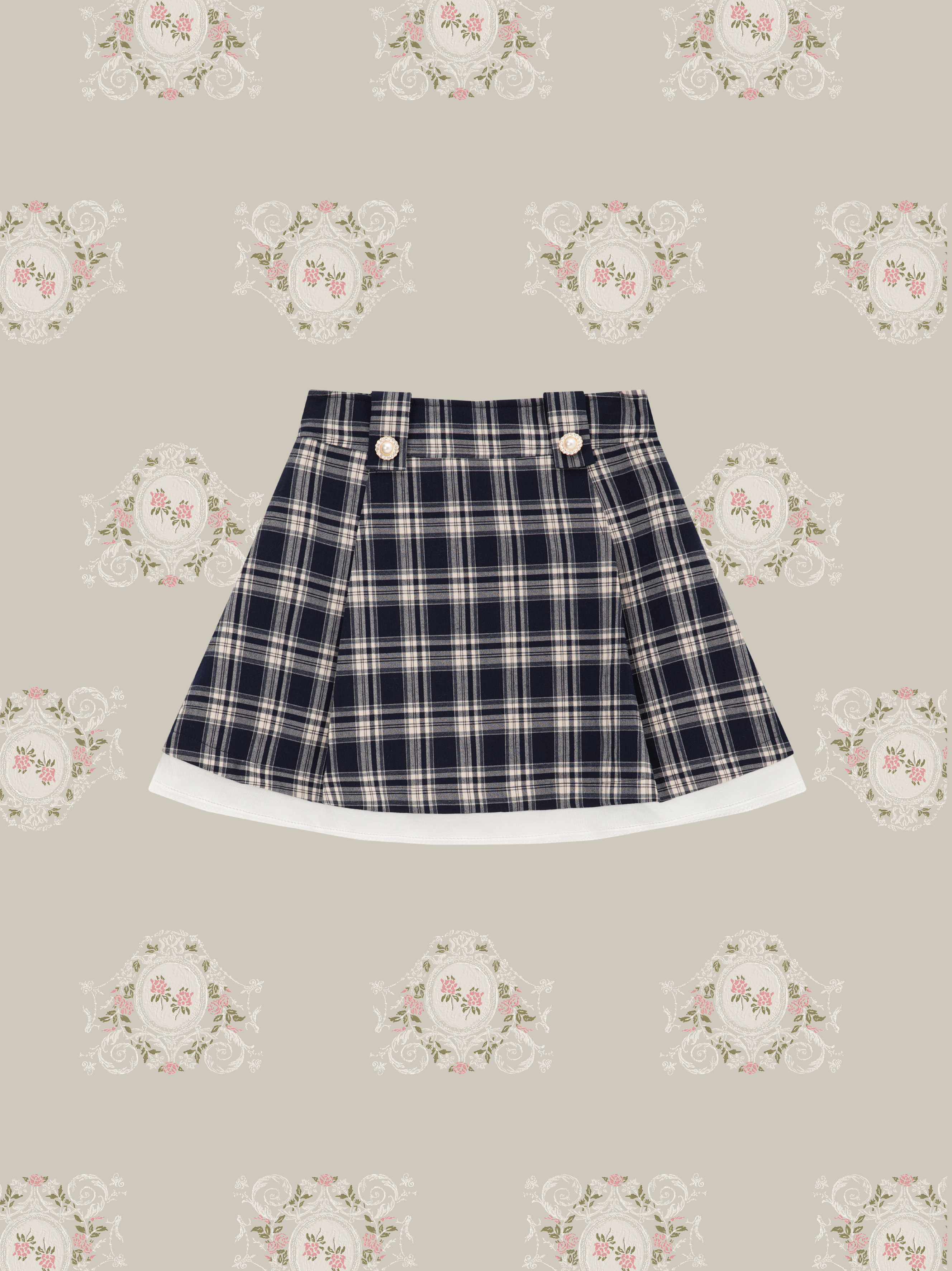 ・予約商品・Lace Collar Plaid Jacket Set Up/レース襟チェック柄ジャケットセットアップ