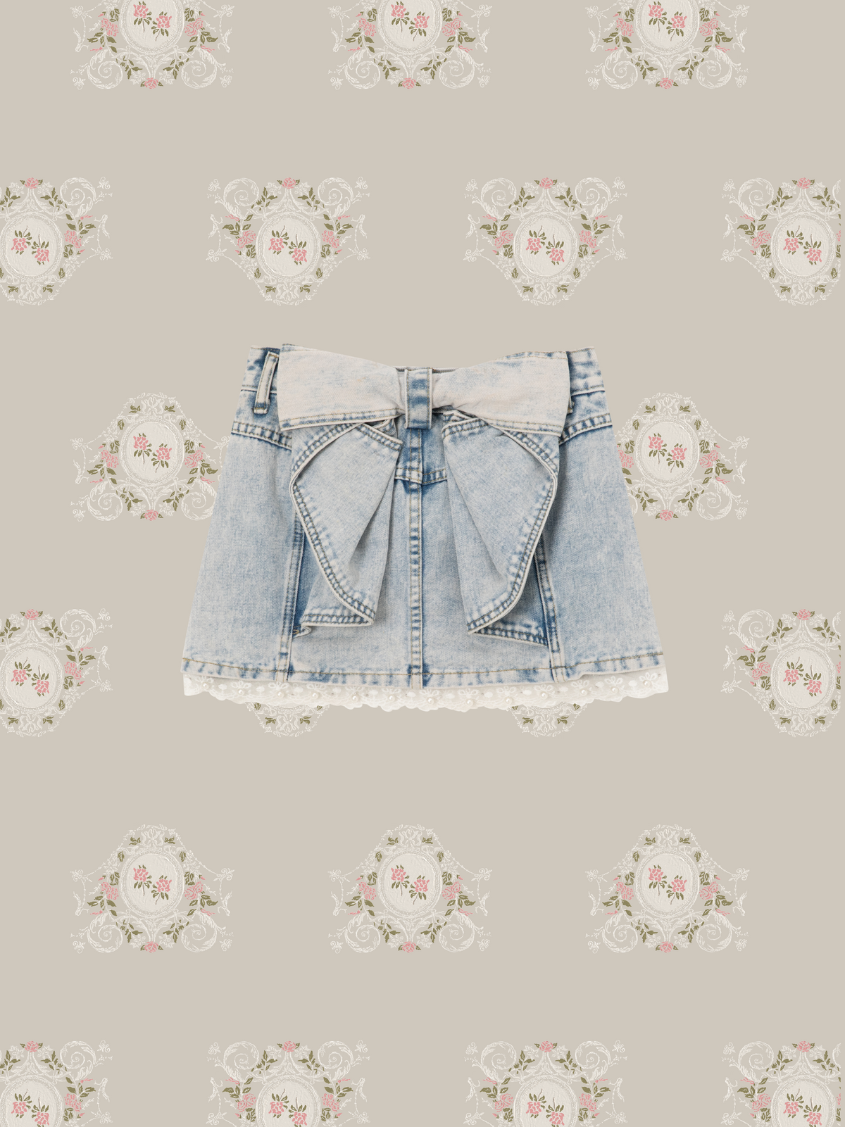 Bow Ruffle Cropped Denim Jacket Set Up/リボンラッフルクロップドデニムジャケットセットアップ