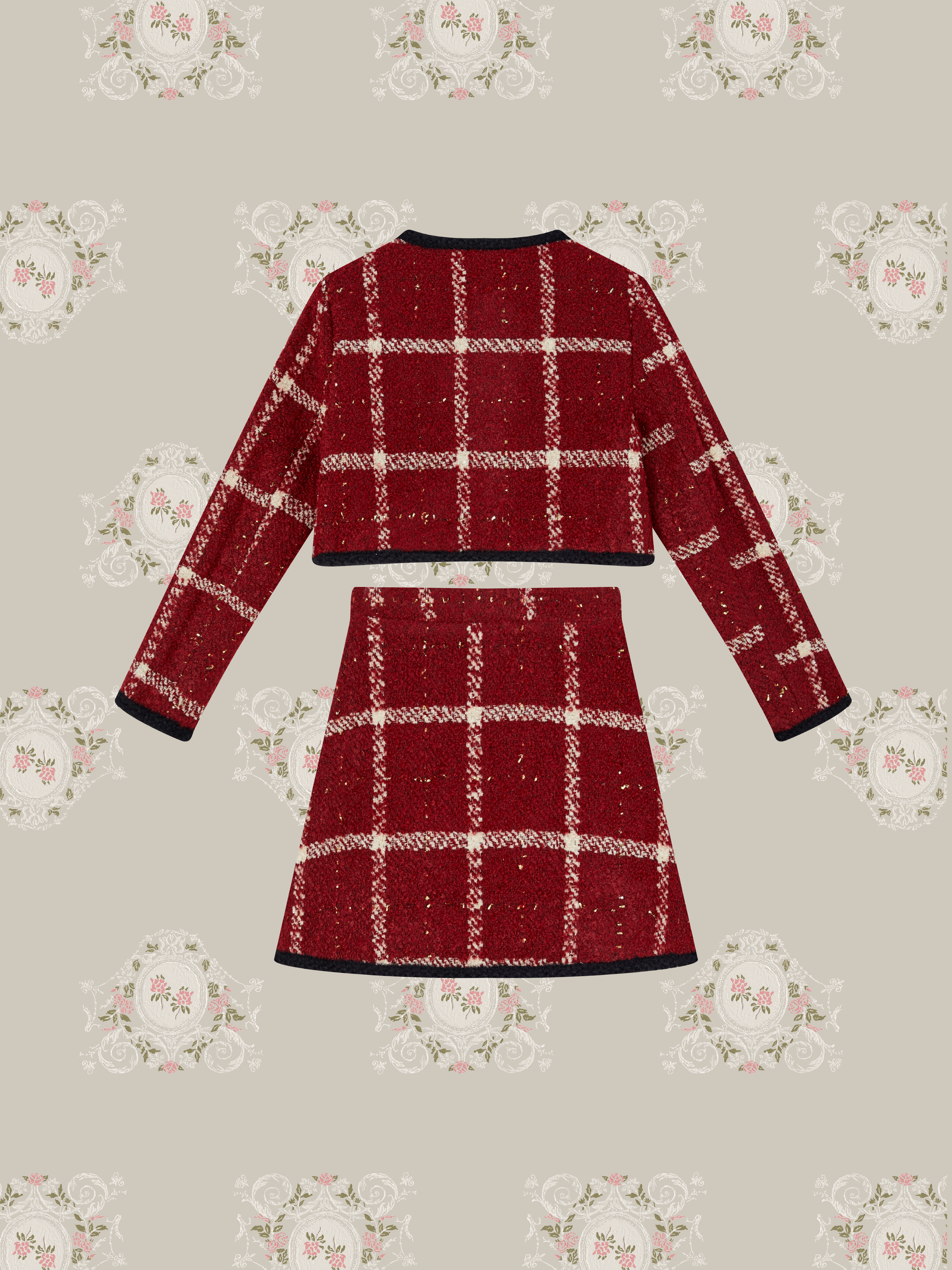 New Color❤︎No Button Red Motif Set Up. ノンボタンレッドチェックモチーフセットアップ