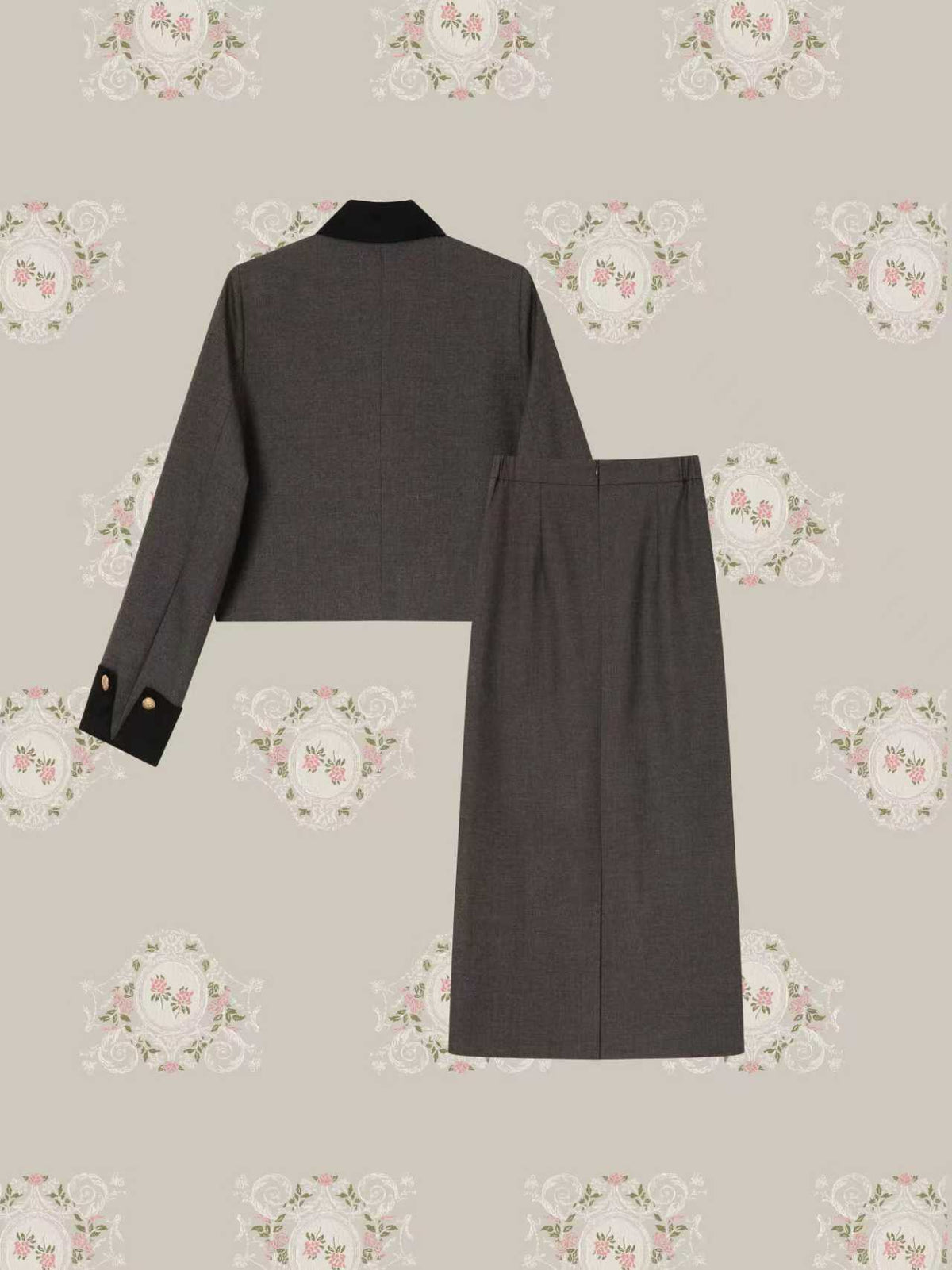 ・予約商品・Elegant Panel Collar Long Skirt Set Up/エレガントパネルカラーロングスカートセットアップ