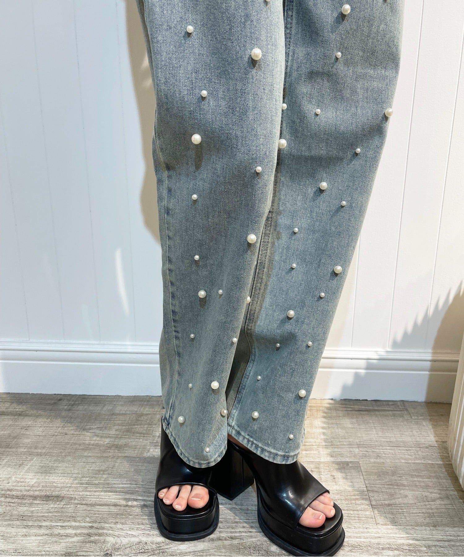 Pearl Deco Wide Denim Pants パールデコワイドデニムパンツ.
