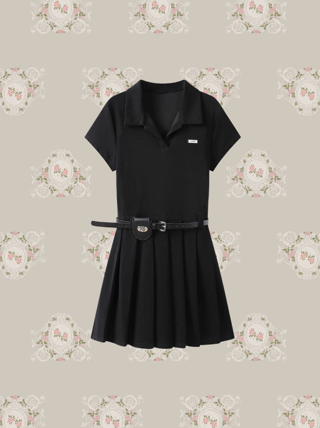 Retro Polo Dress With Belt Bag