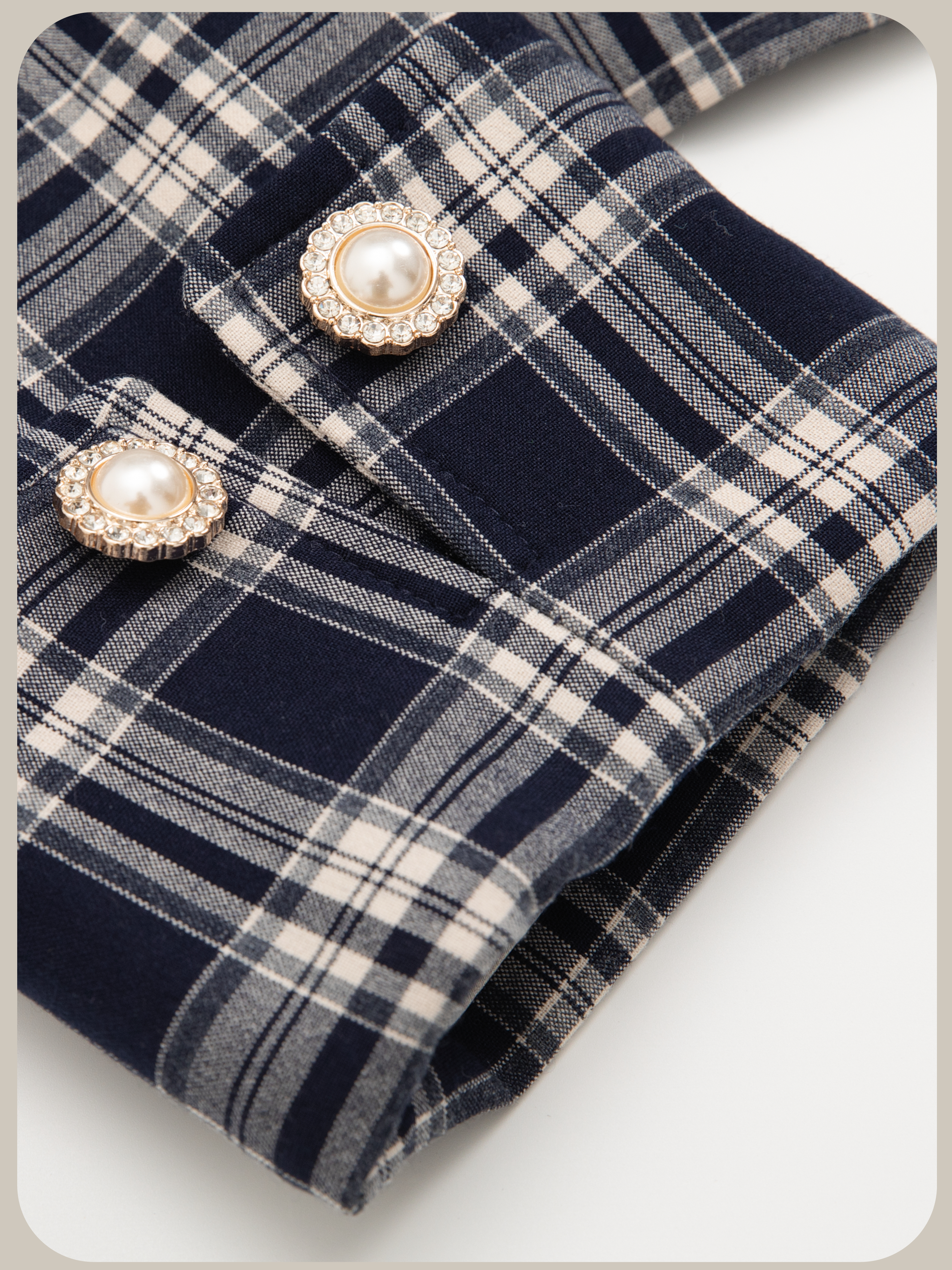 ・予約商品・Lace Collar Plaid Jacket Set Up/レース襟チェック柄ジャケットセットアップ