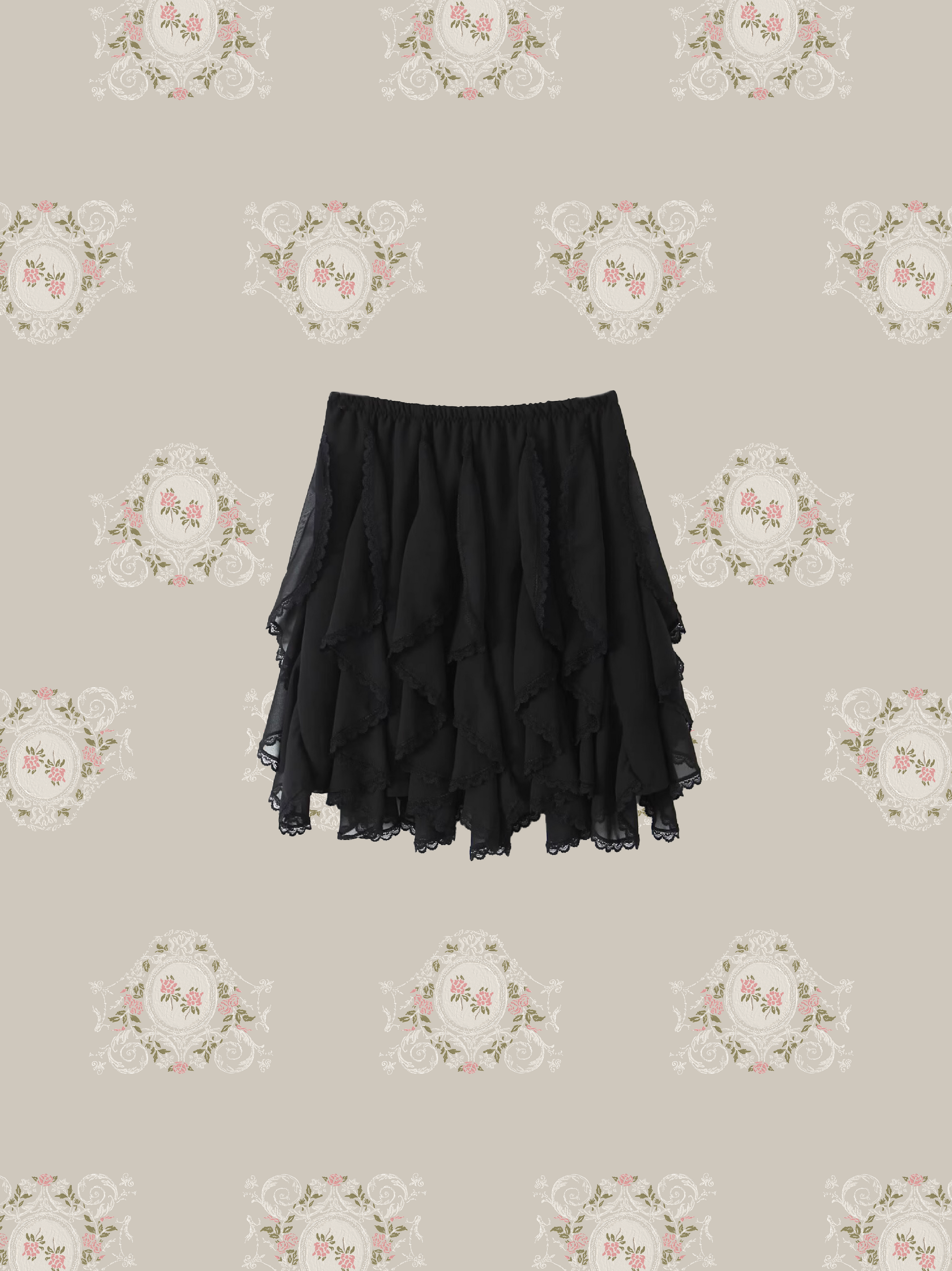 Asymmetry Flared Lace Skirt/アシンメトリーフレアレーススカート
