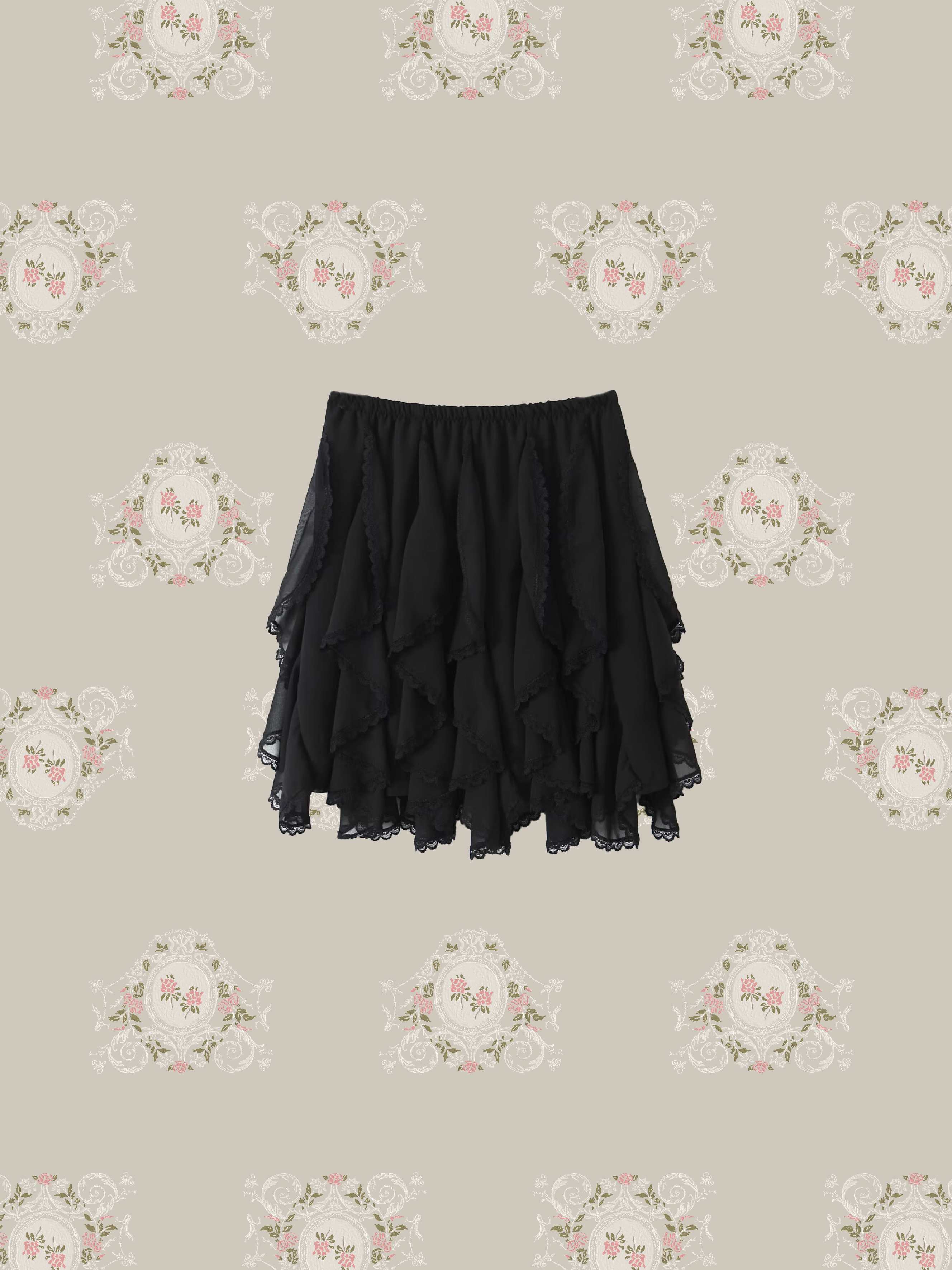 Asymmetry Flared Lace Skirt/アシンメトリーフレアレーススカート