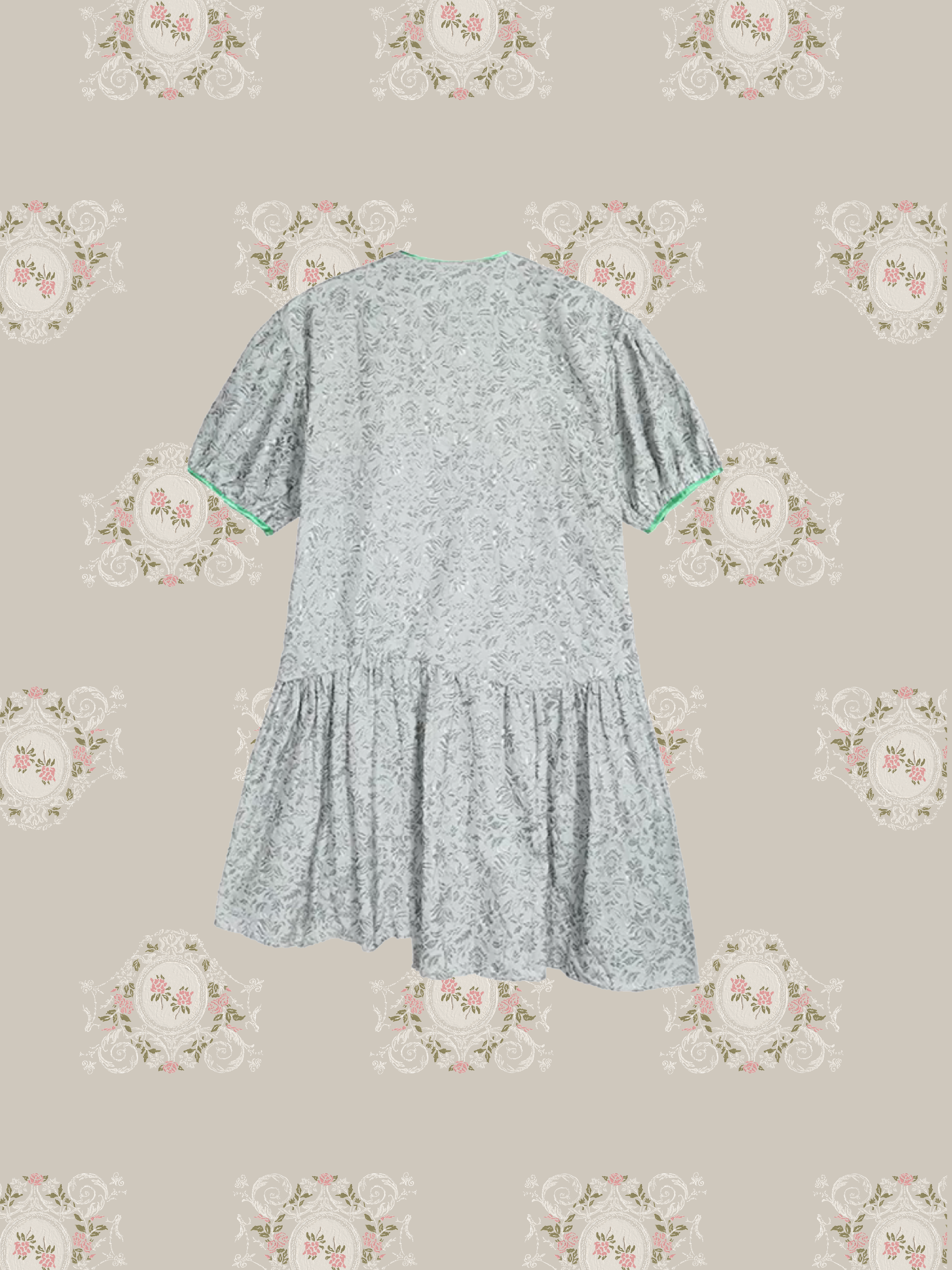 Texture Embossed Puff Sleeve One Piece/テクスチャーエンボスパフスリーブワンピース