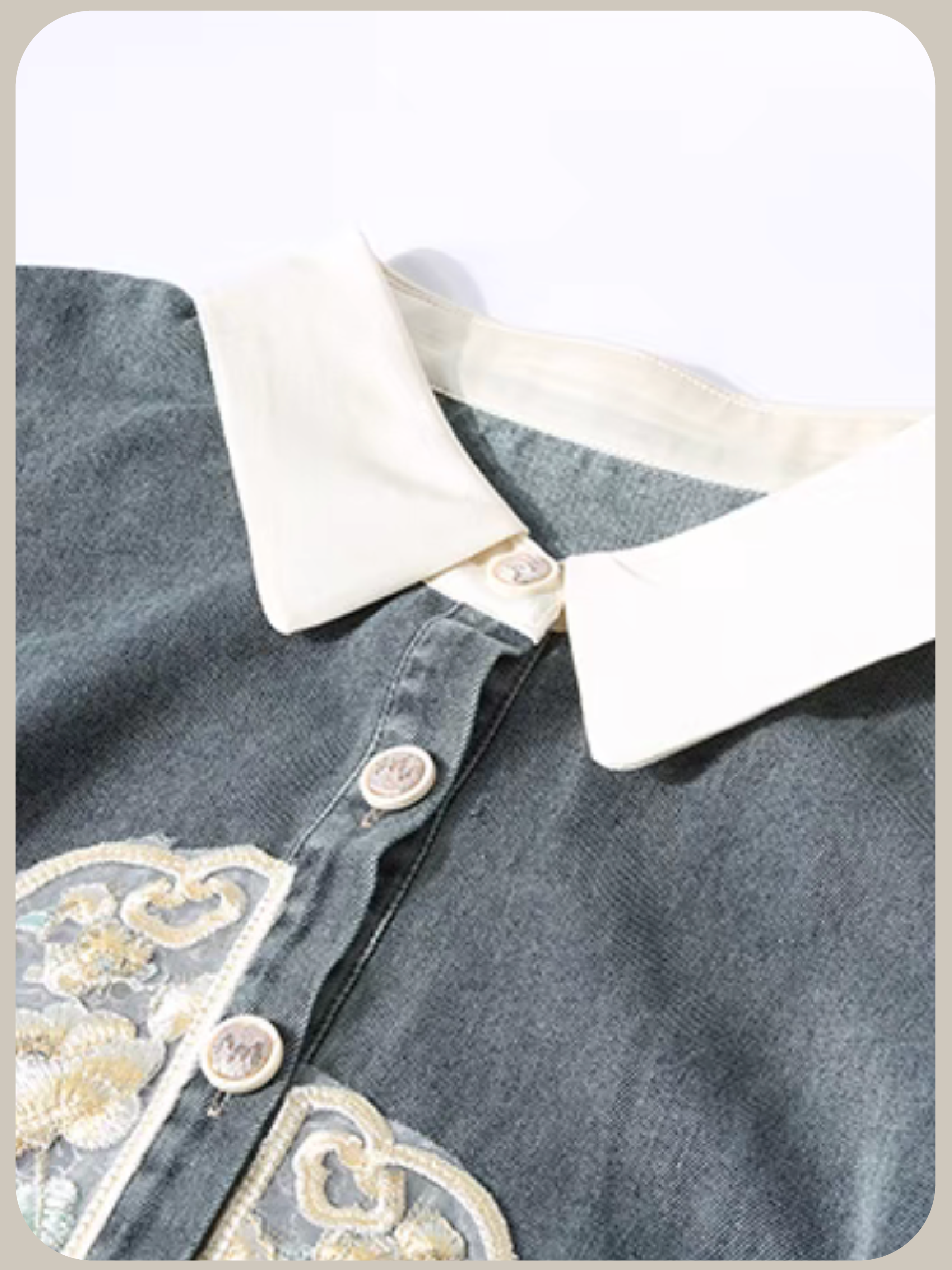 Embroidery Polo Denim One Piece/刺繍ポロデニムワンピース