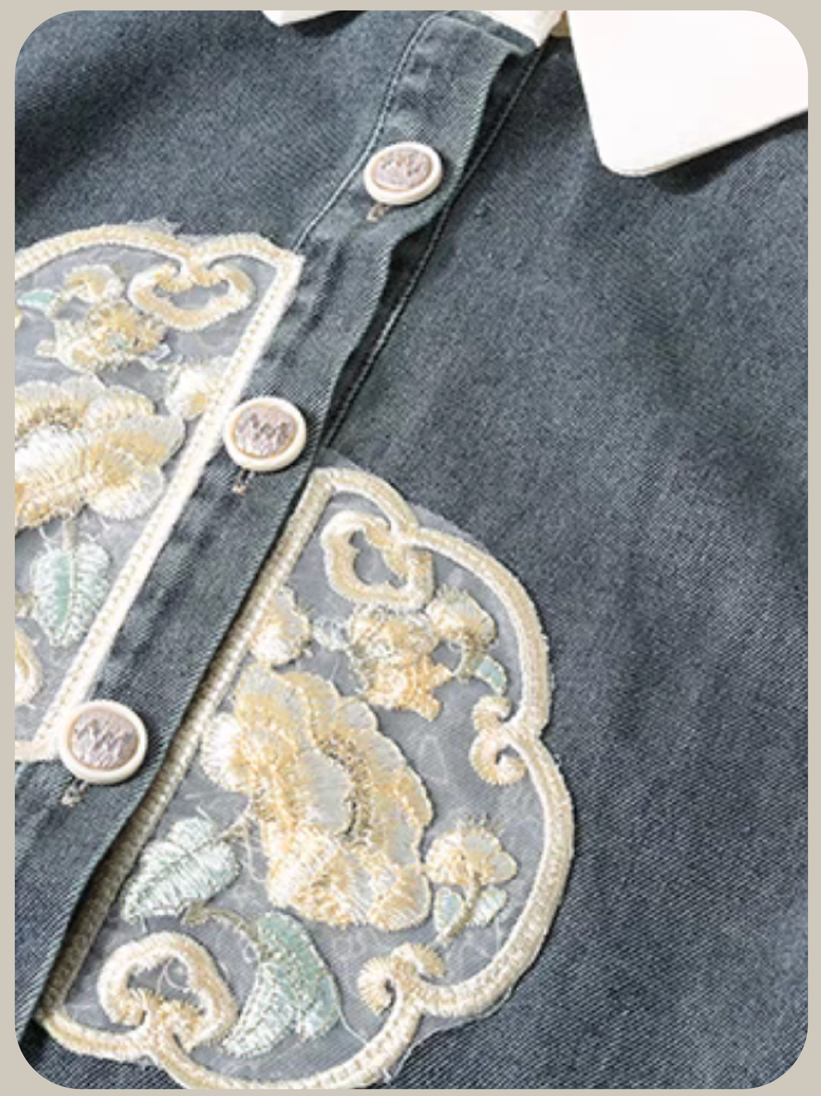 Embroidery Polo Denim One Piece/刺繍ポロデニムワンピース