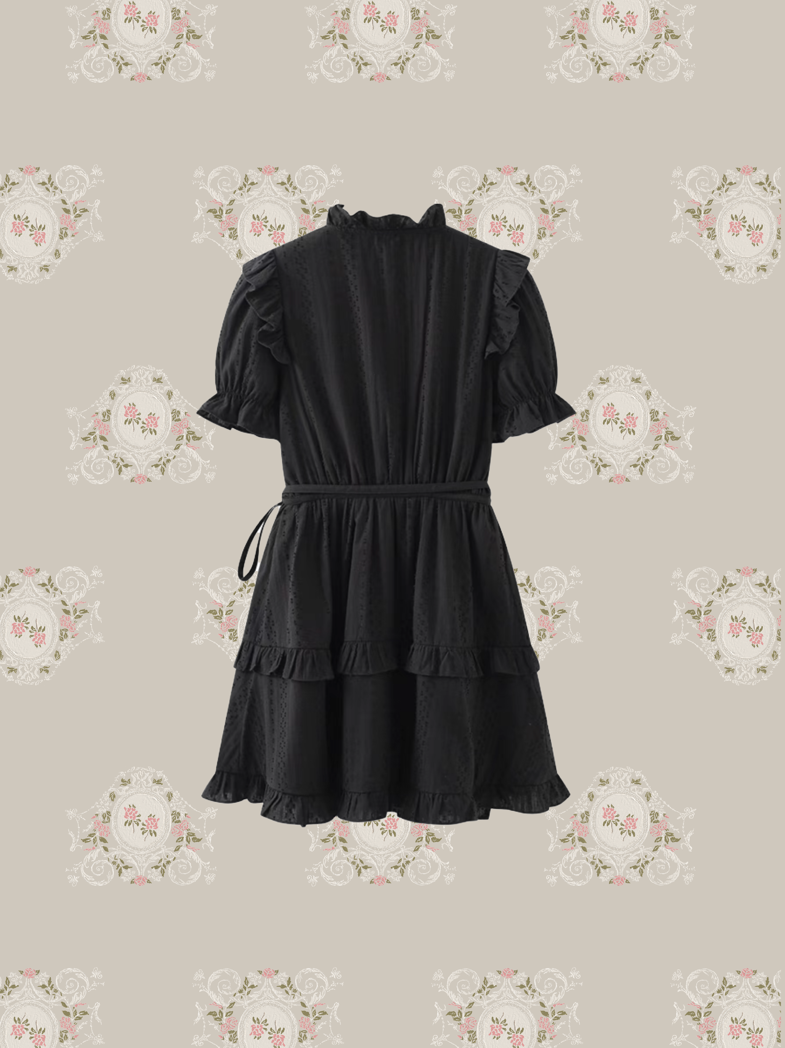 French V-Neck Ruffle Dress/フレンチVネックフリルドレス
