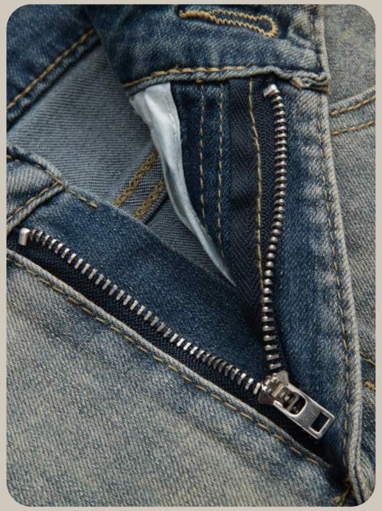 High Waist Star Crystal Studded Hem Denim Pants/ハイウエストスタークリスタルヘムデニムパンツ