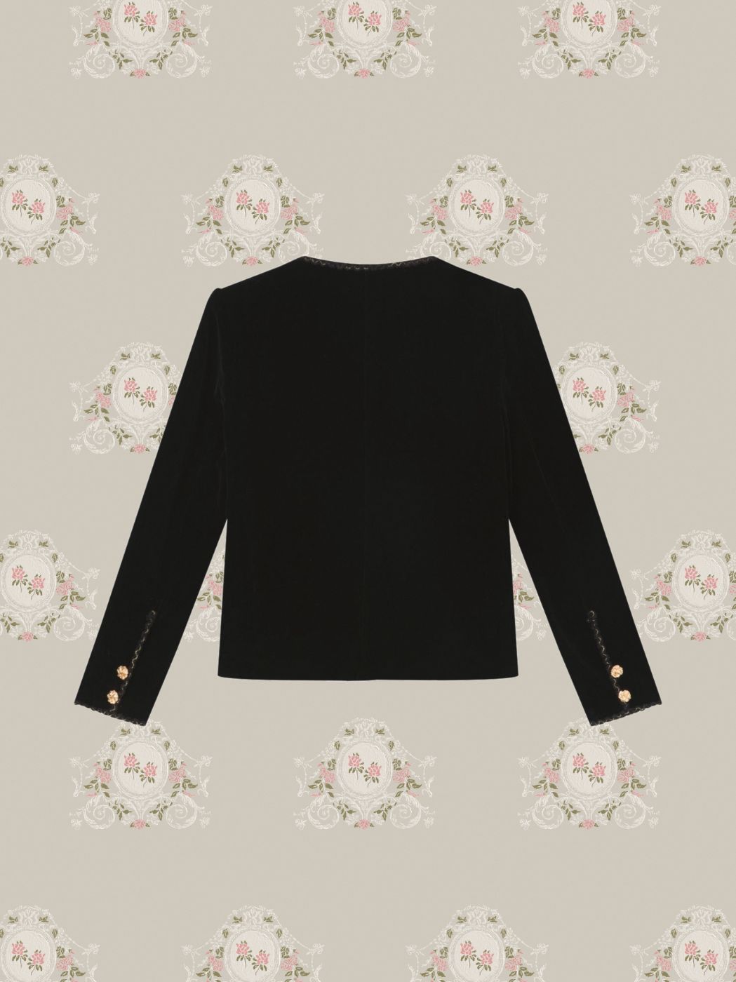 Rose Embroidered Velvet Set Up/バラ刺繍入りベルベットセットアップ