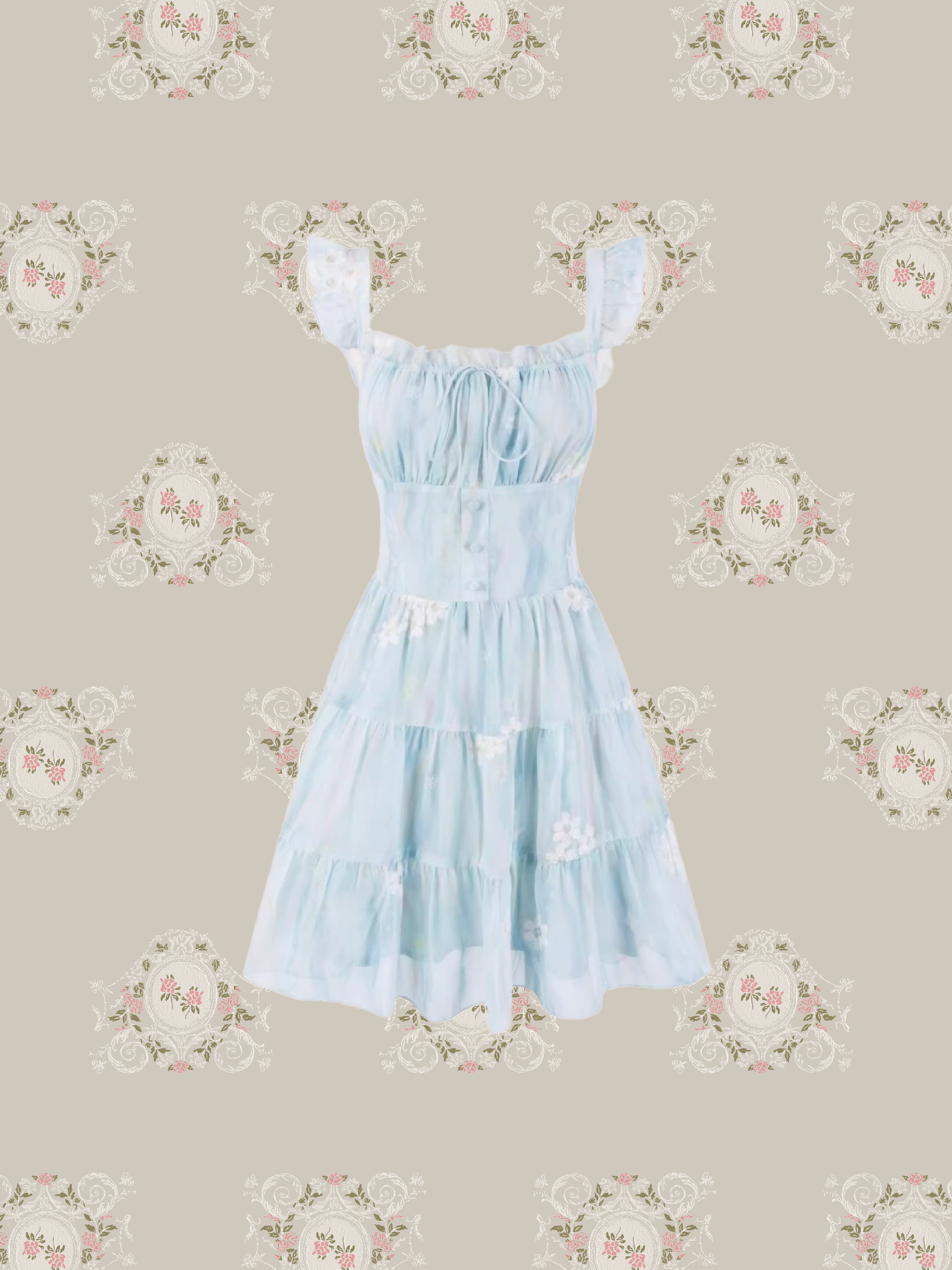 Floral Backless Flare Dress/フローラルバックレスフレアドレス