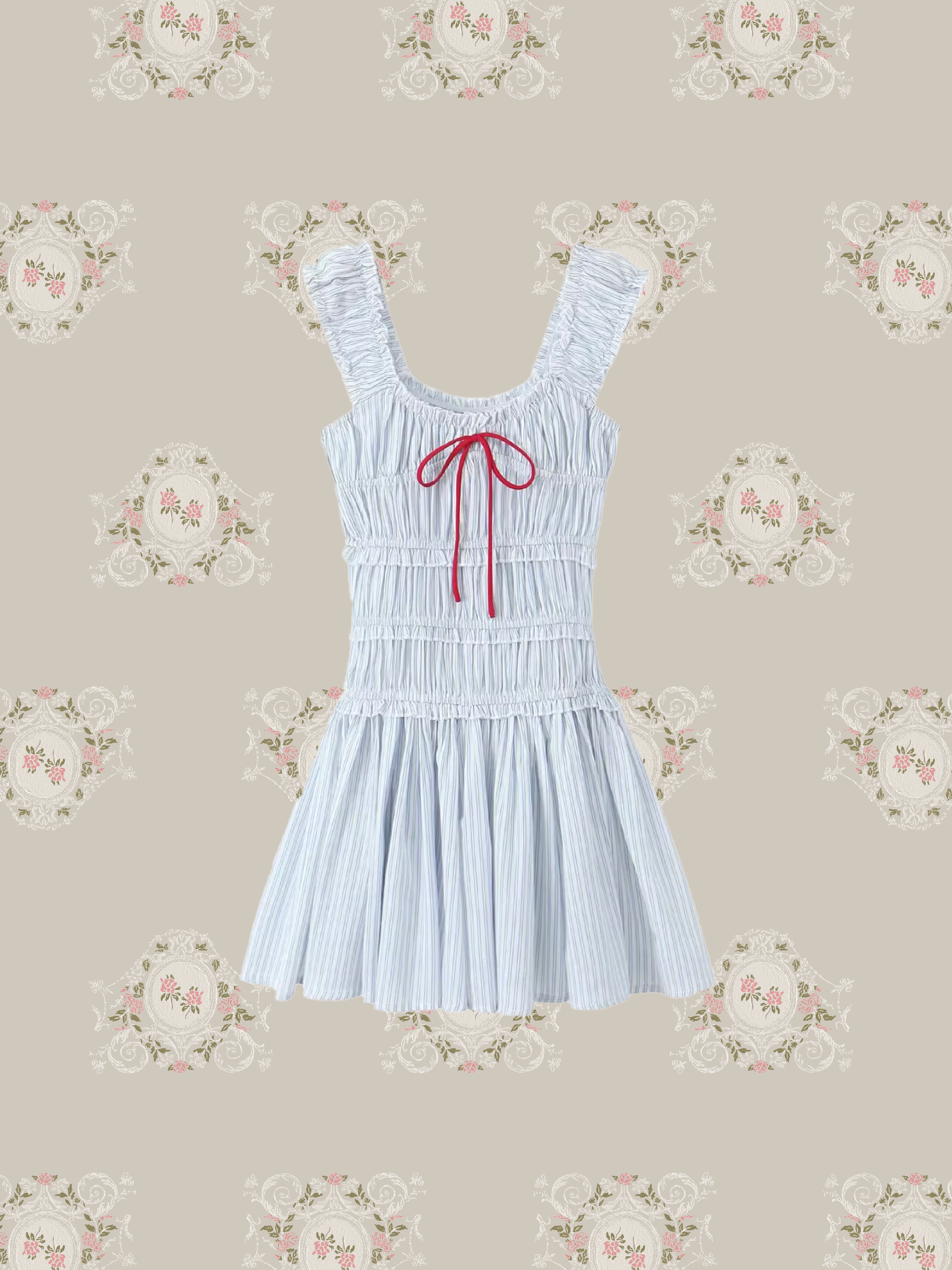 Gathering Stripe Vest Dress/ギャザーストライプベストドレス