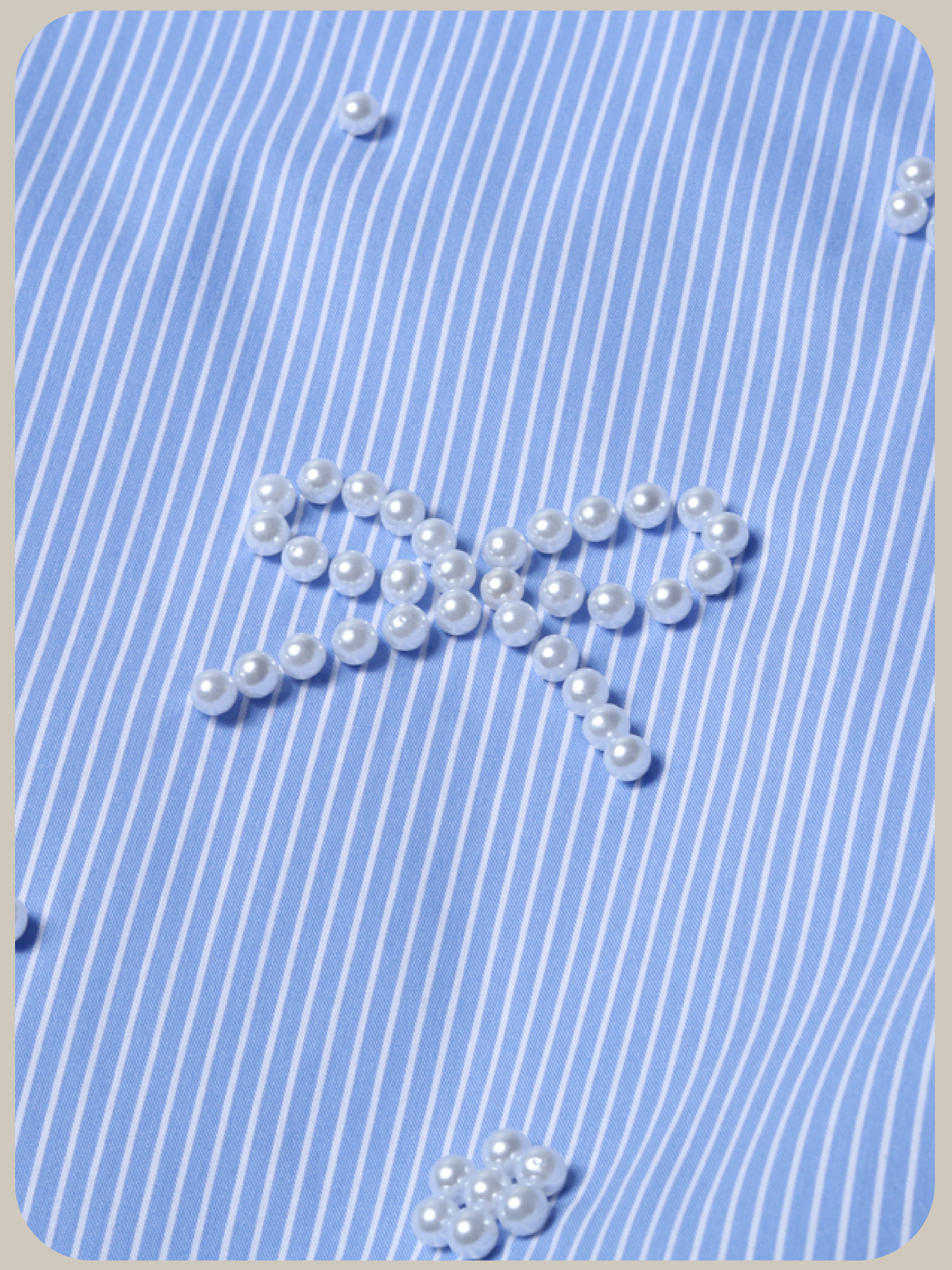 Handmade Pearl Deco Stripe Shirt ハンドメイドパールデコストライプシャツ