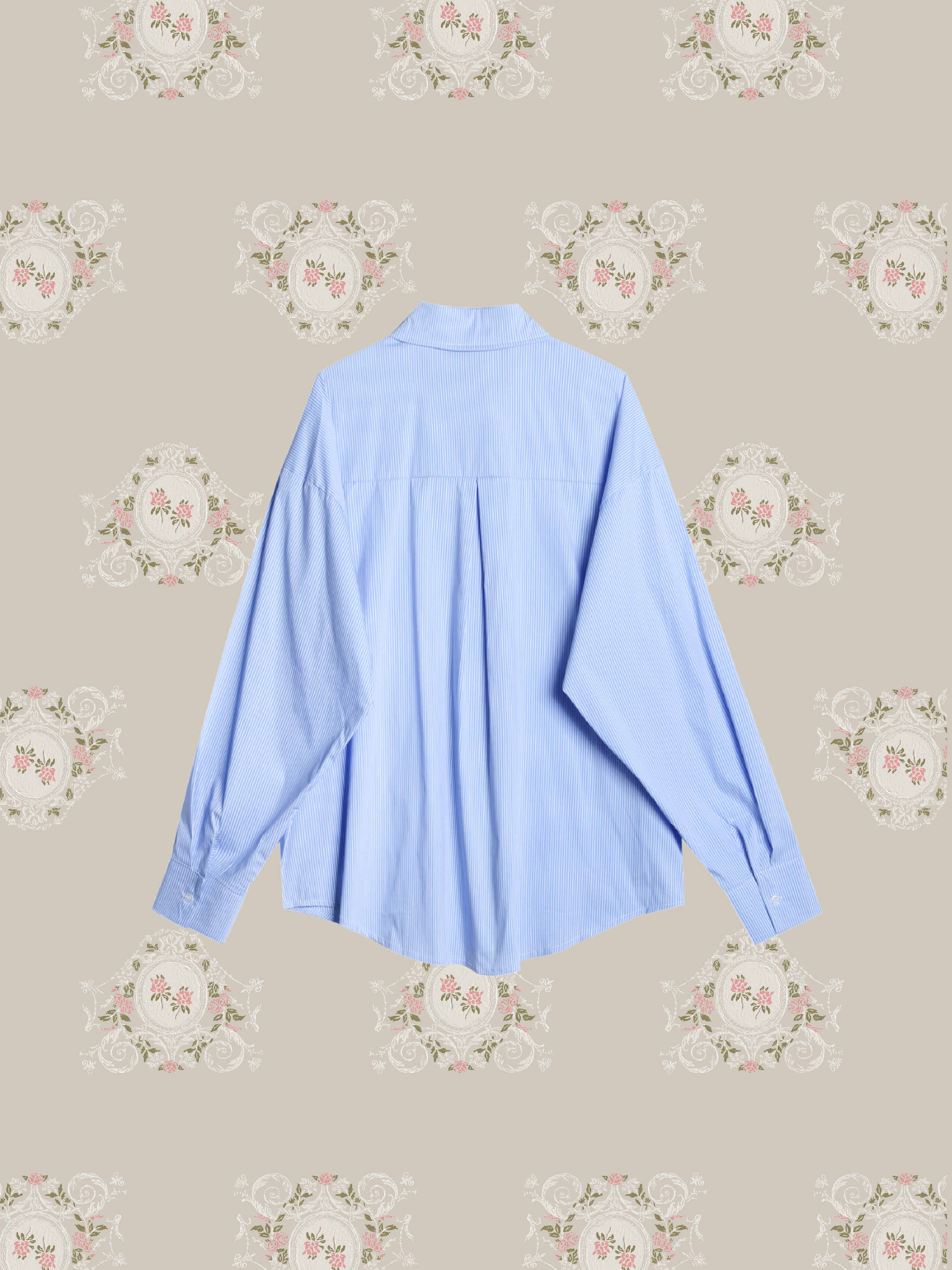 Handmade Pearl Deco Stripe Shirt ハンドメイドパールデコストライプシャツ