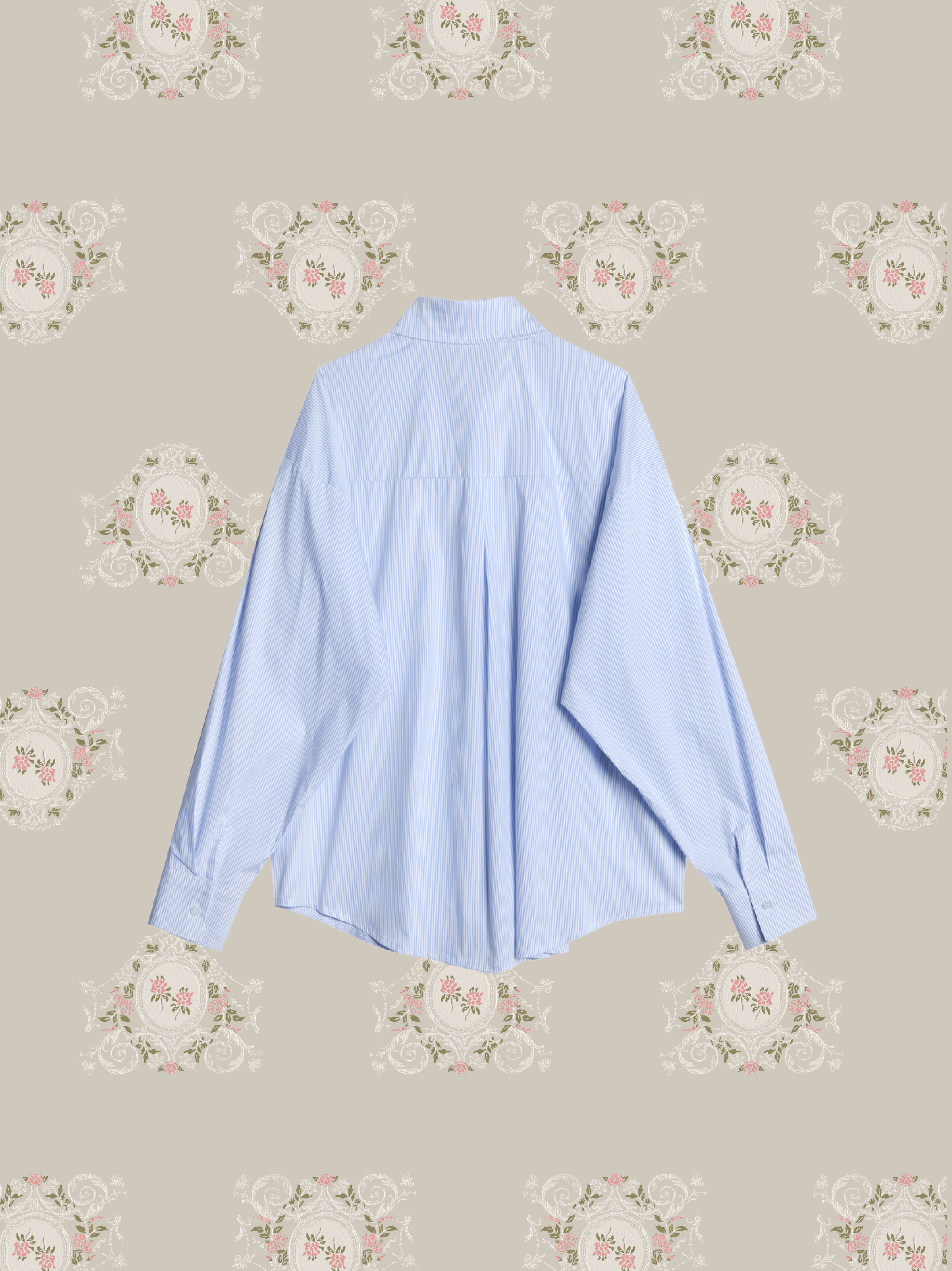 Handmade Pearl Deco Stripe Shirt ハンドメイドパールデコストライプシャツ