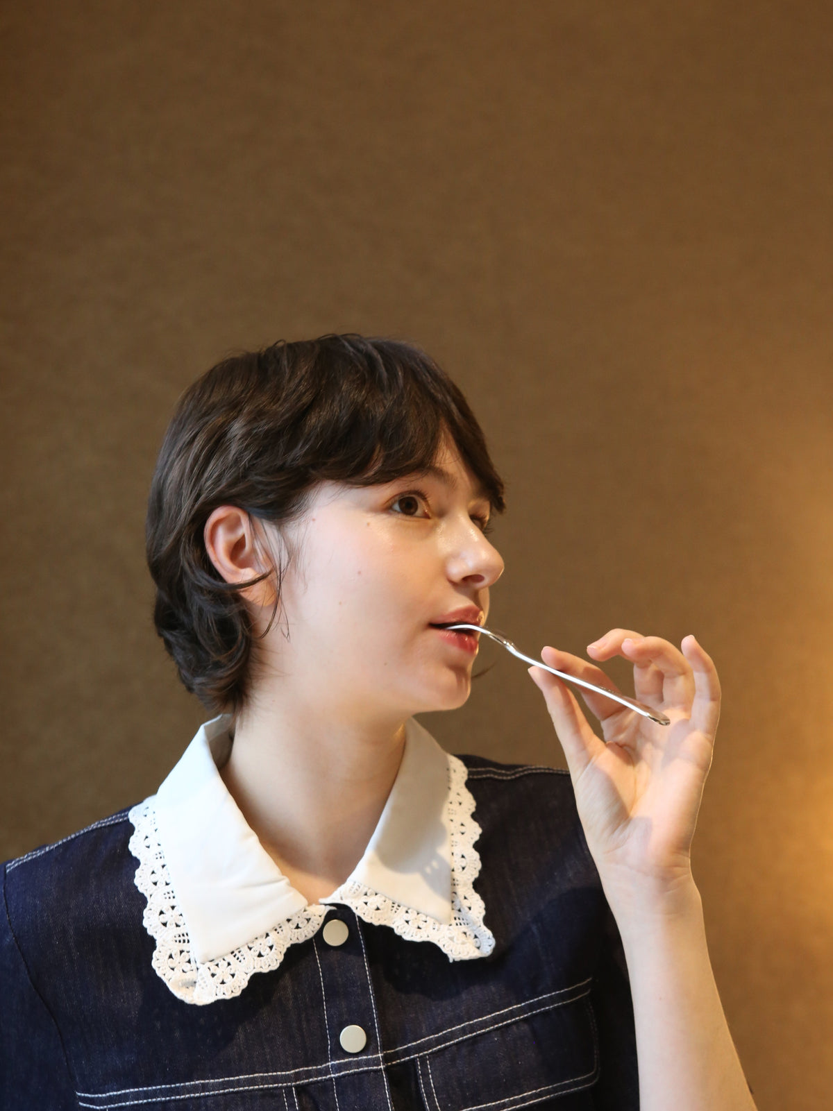 ・予約商品・Lace Collar Denim One Piece