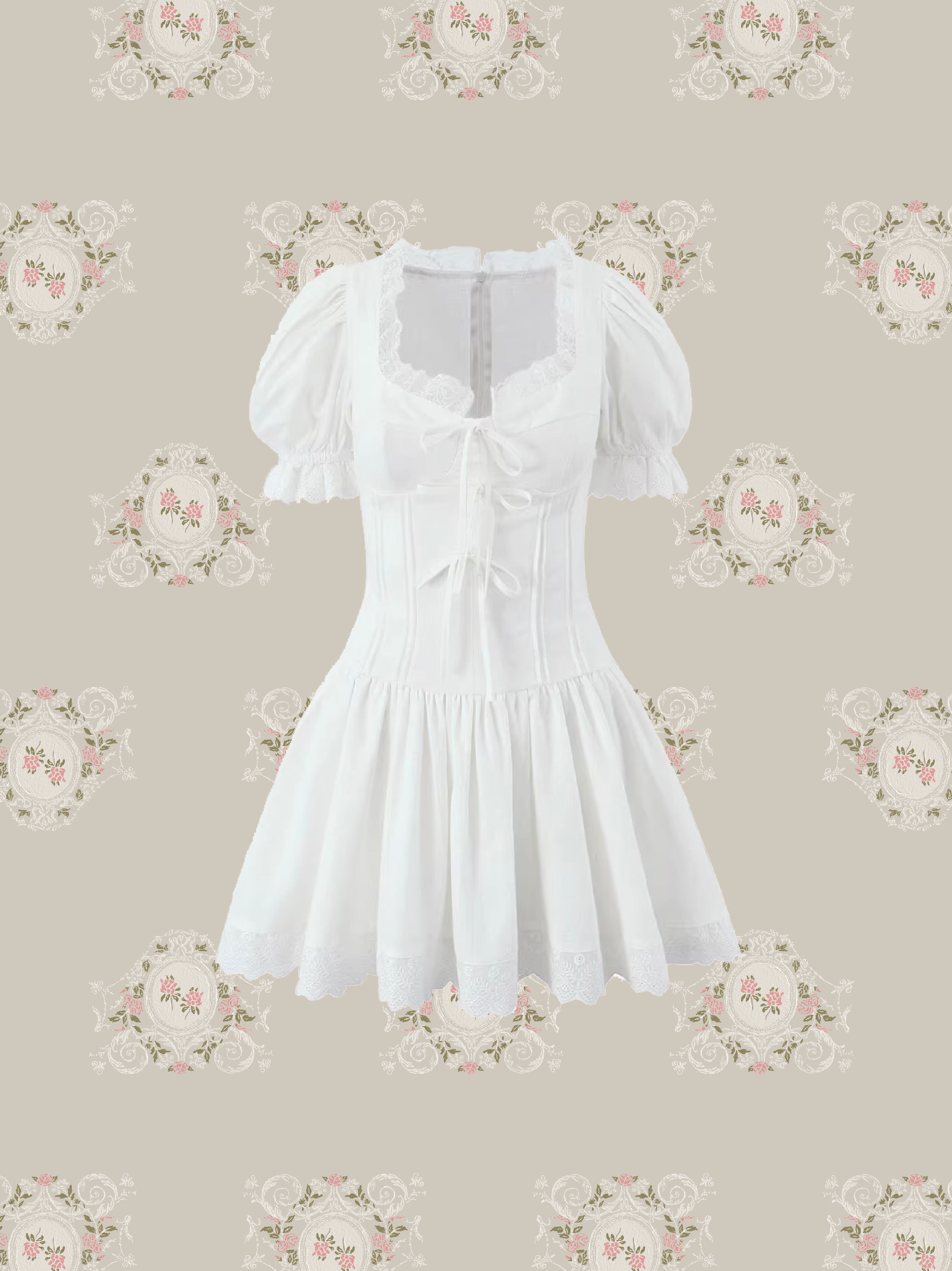 Lace Up Fishbone One Piece/レースアップフィッシュボーンワンピース