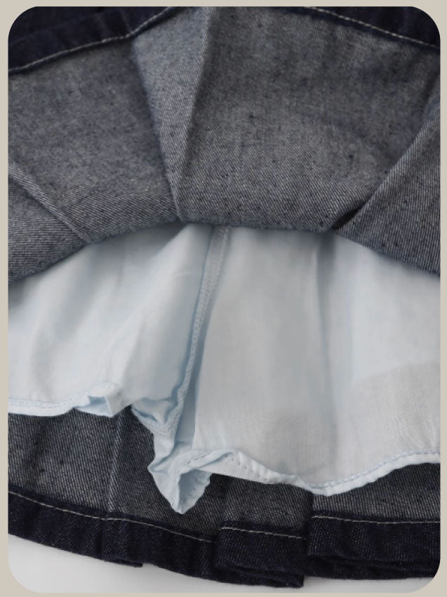 Denim Pleats Skirt Set up