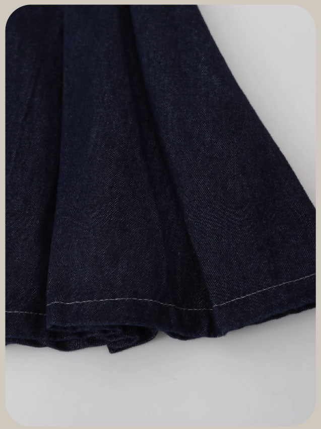 Denim Pleats Skirt Set up