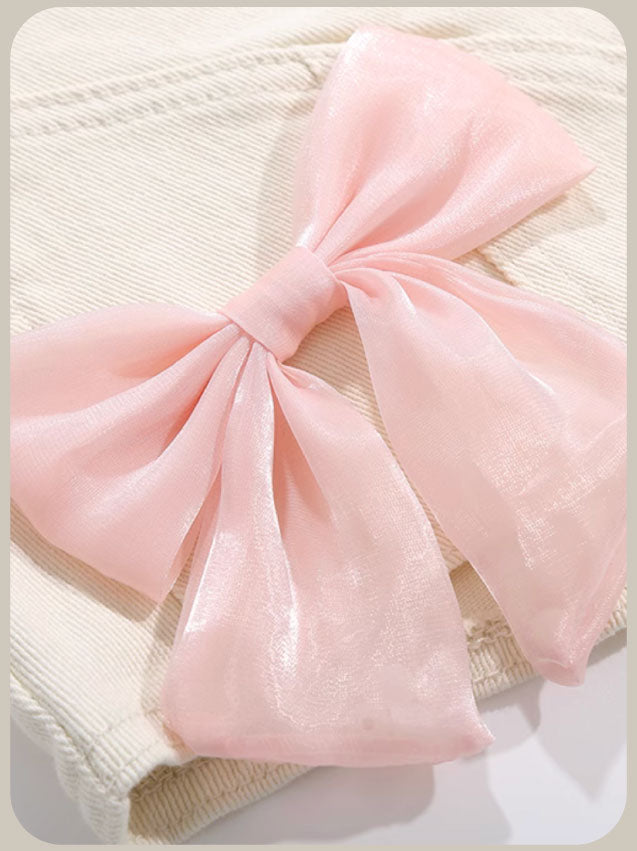 Ribbon Denim Short Pants