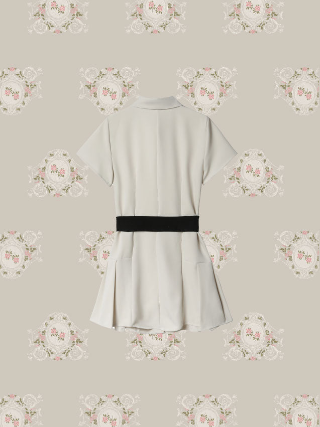 Waist Ribbon Shirt Onepiece