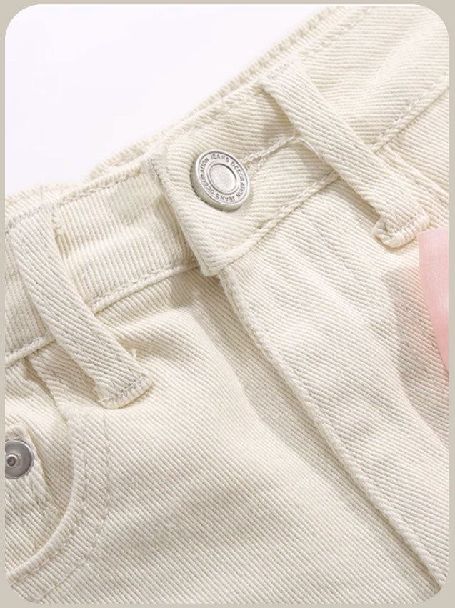Ribbon Denim Short Pants