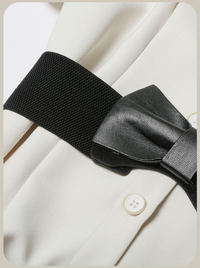 Waist Ribbon Shirt Onepiece