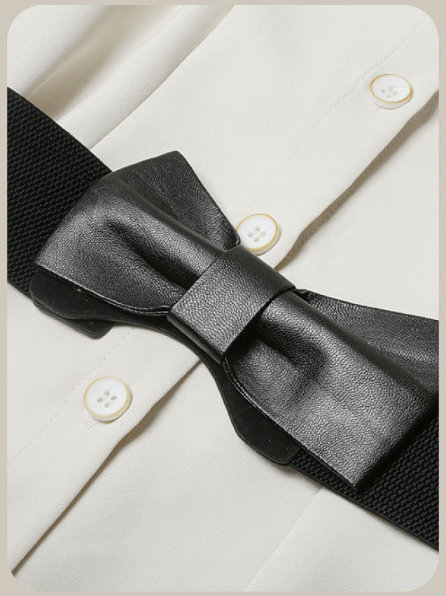 Waist Ribbon Shirt Onepiece