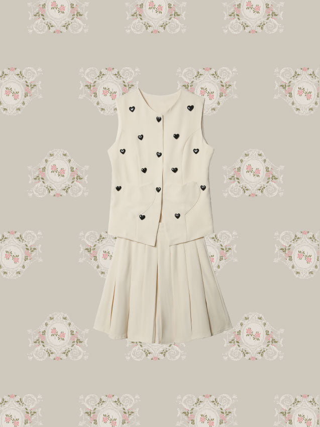 Chic Many Heart Skirt Set