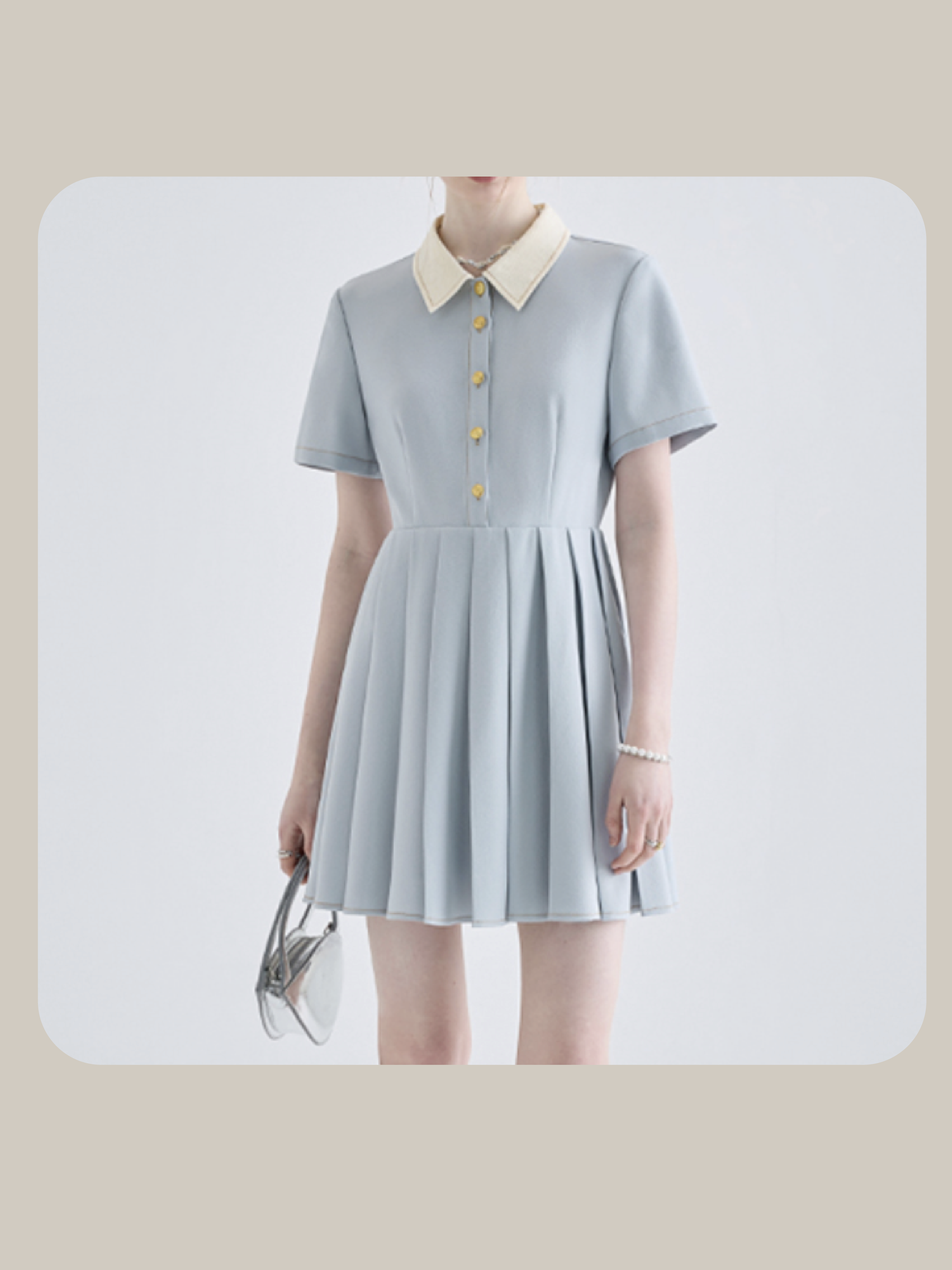 Color Block French Pleated Skirt