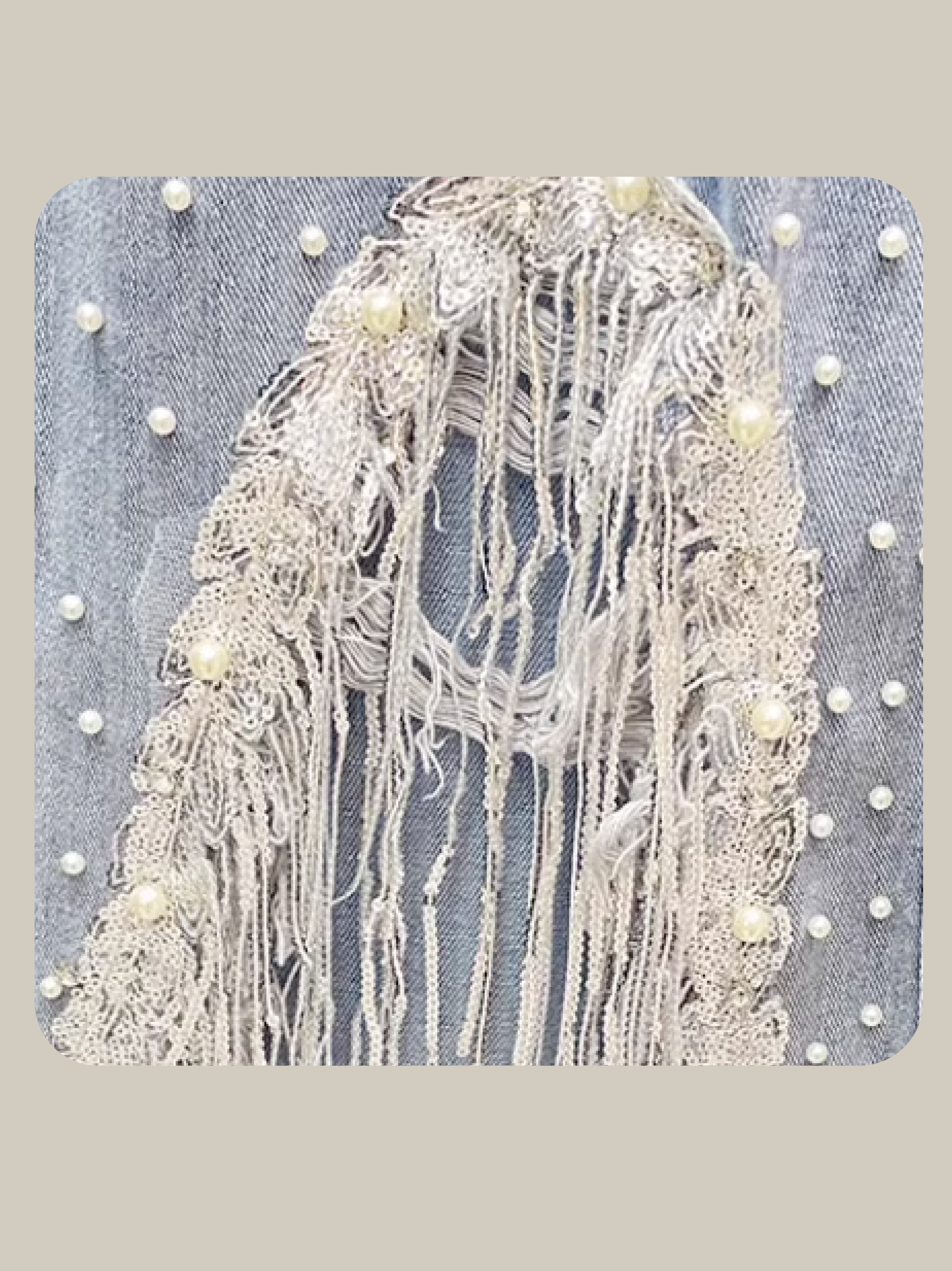 Pearl Deco Broken Design Denim Skirt パールデコブロークンデザインデニムスカート