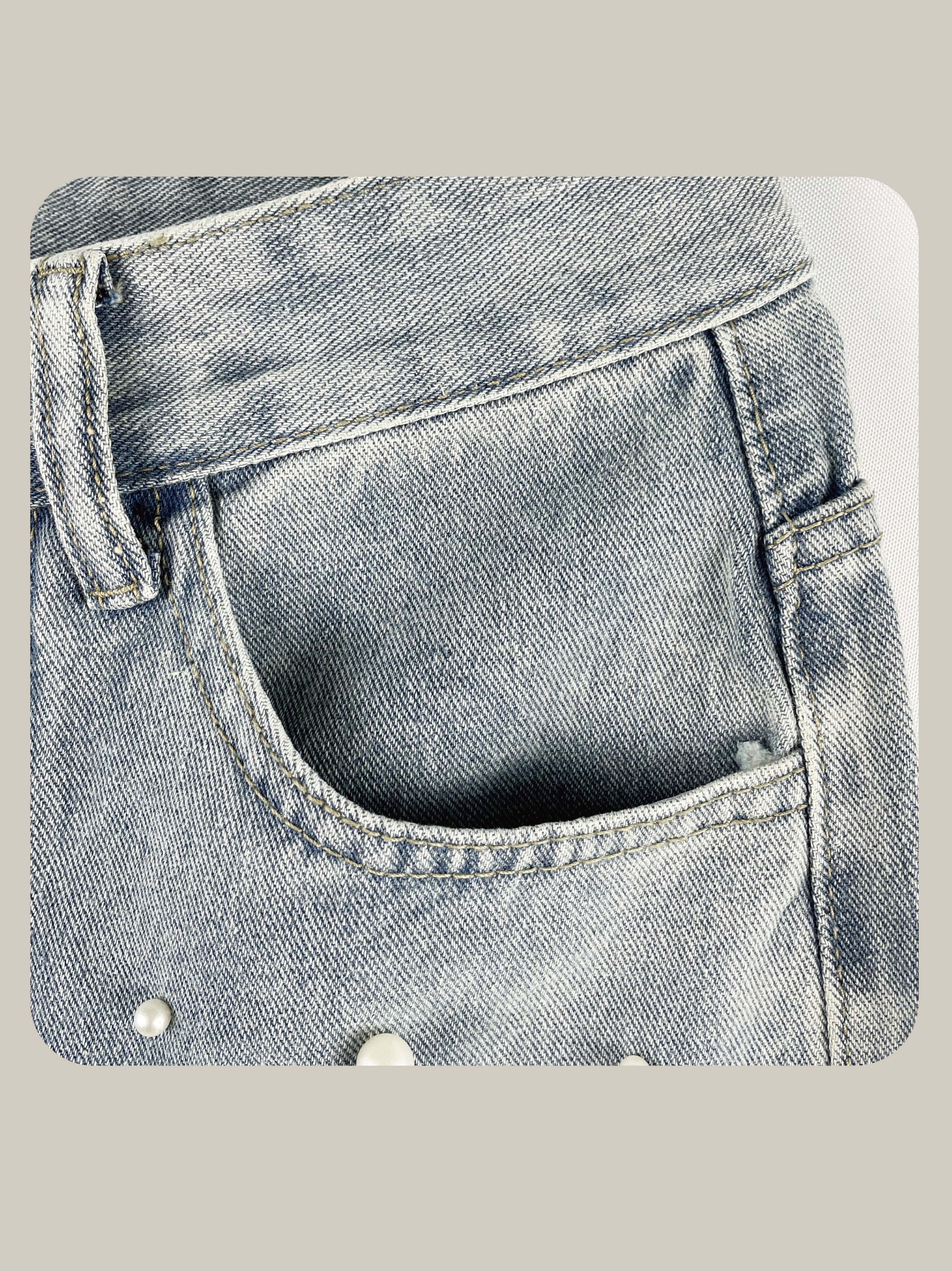 Pearl Deco Wide Denim Pants パールデコワイドデニムパンツ.