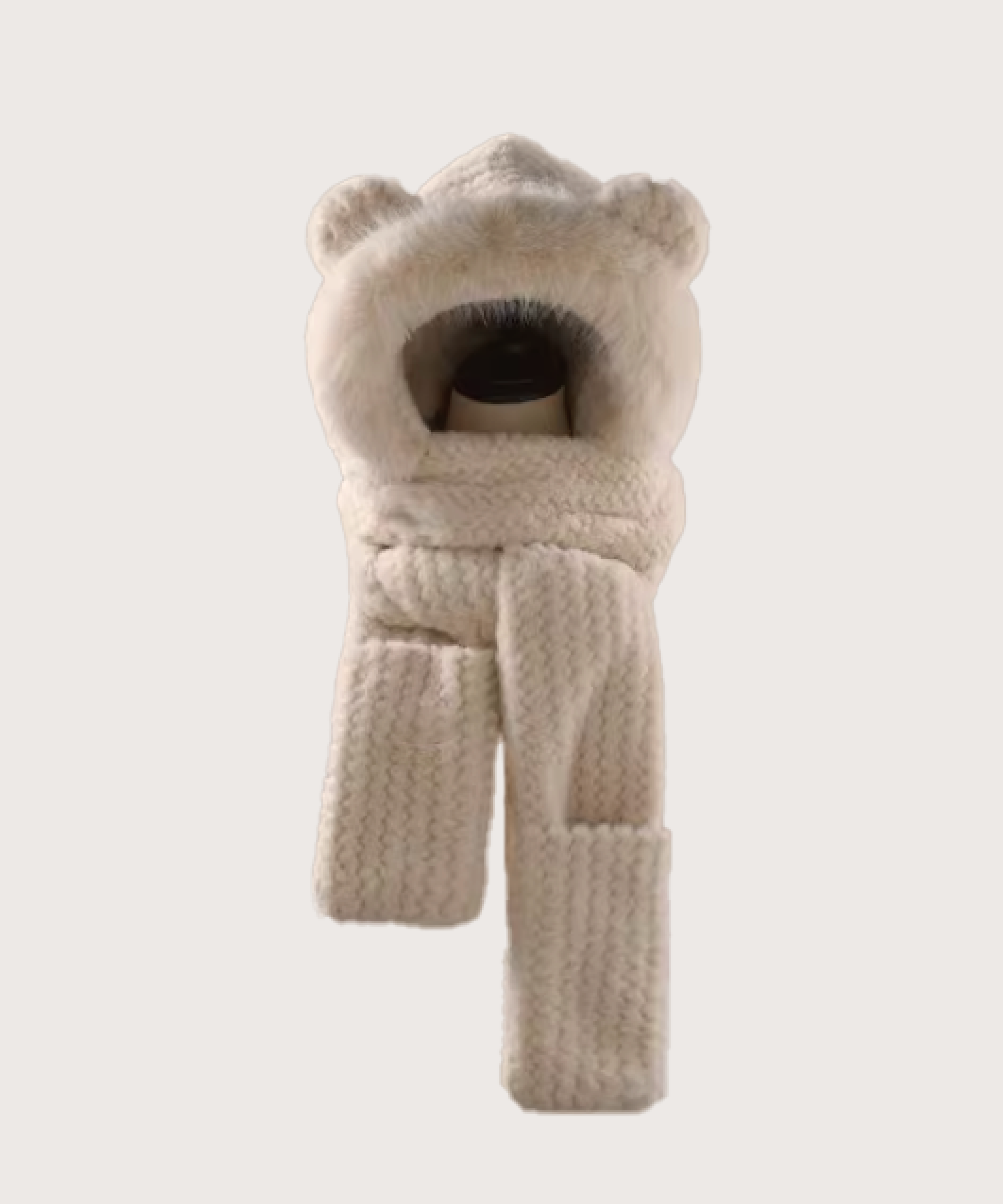 Bear Fluffy Muffler Knit Hat