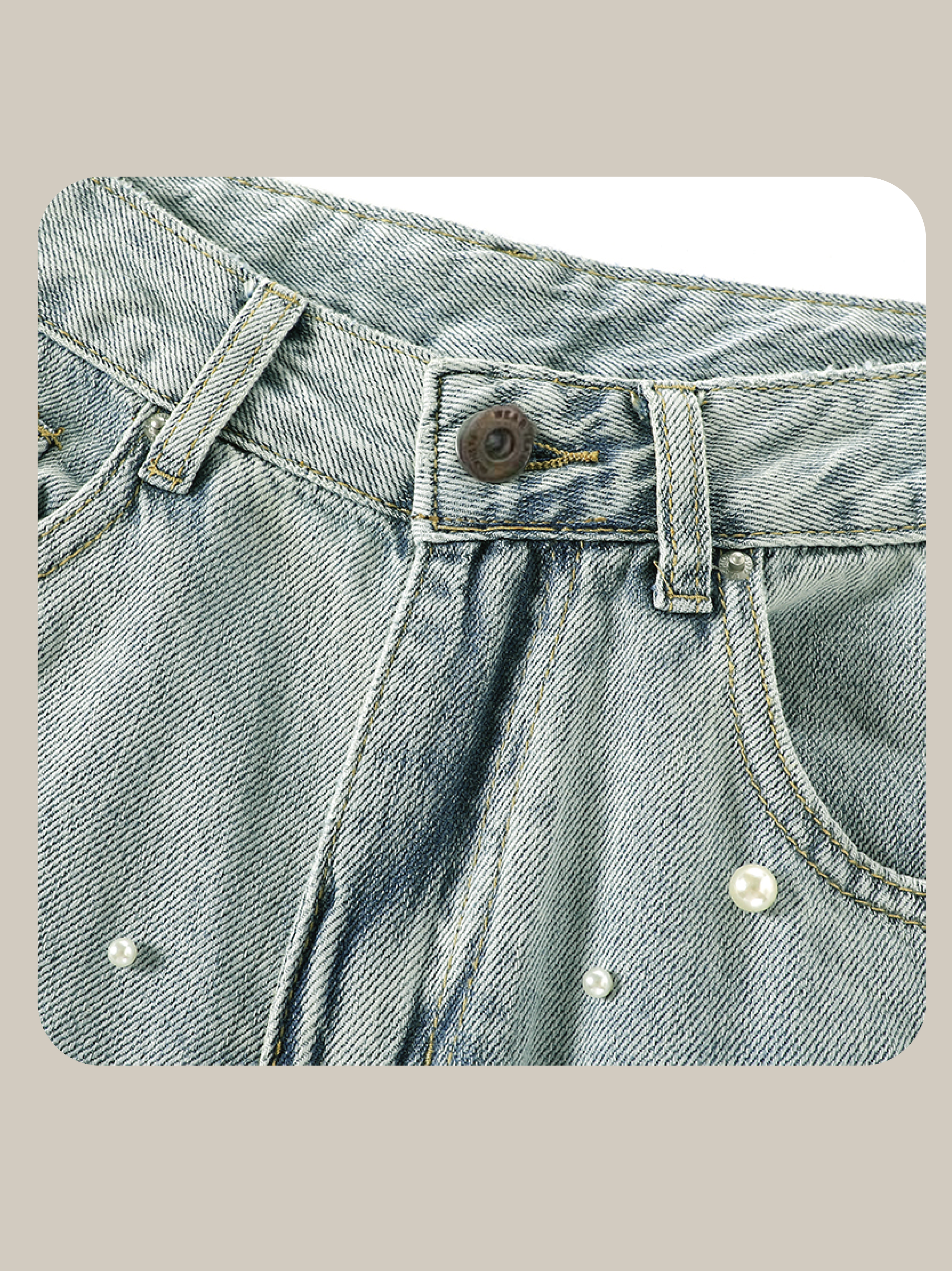 Pearl Deco Wide Denim Pants パールデコワイドデニムパンツ